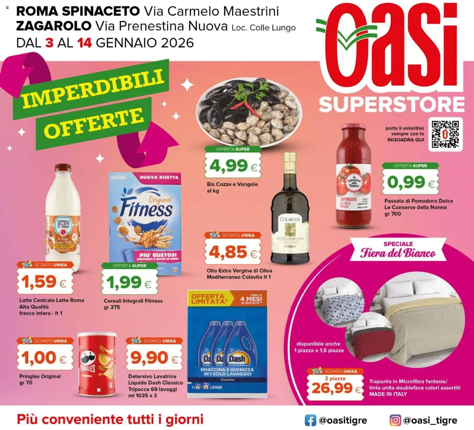 Volantino Oasi del 03.01.2026 | Pagina: 1 | Prodotti: Tè, Vongole, Pomodoro, Trapunta