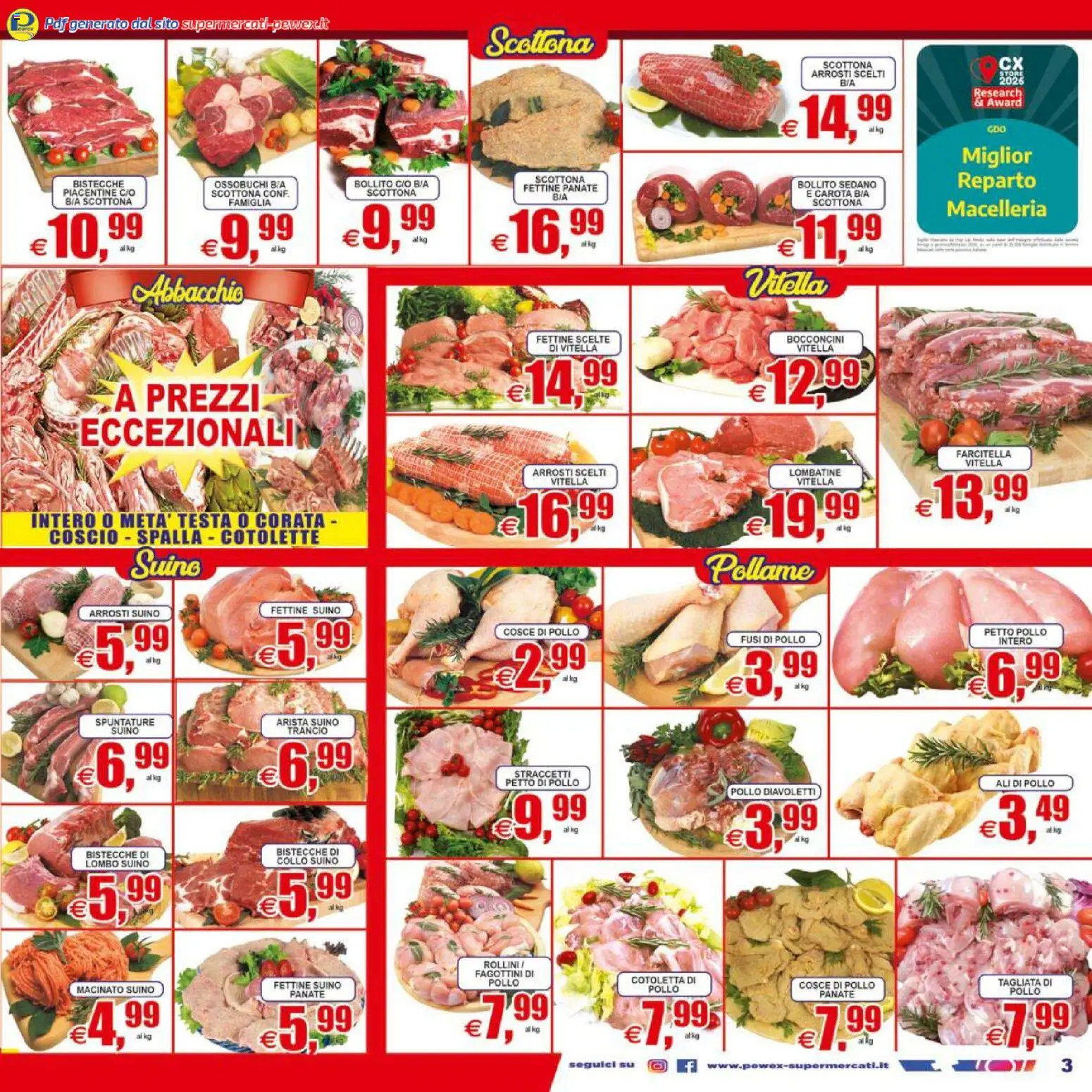 Volantino Pewex del 07.04.2026 | Pagina: 3 | Prodotti: Suino, Sedano, Cosce di pollo, Macinato