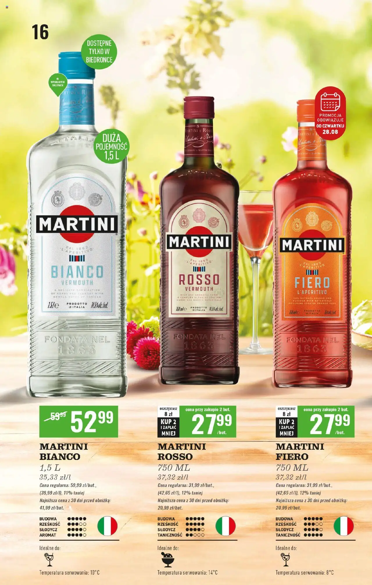 Biedronka gazetka - Czas na toast od 25.08.2025 | Strona: 16 | Produkty: Martini, Martini Bianco