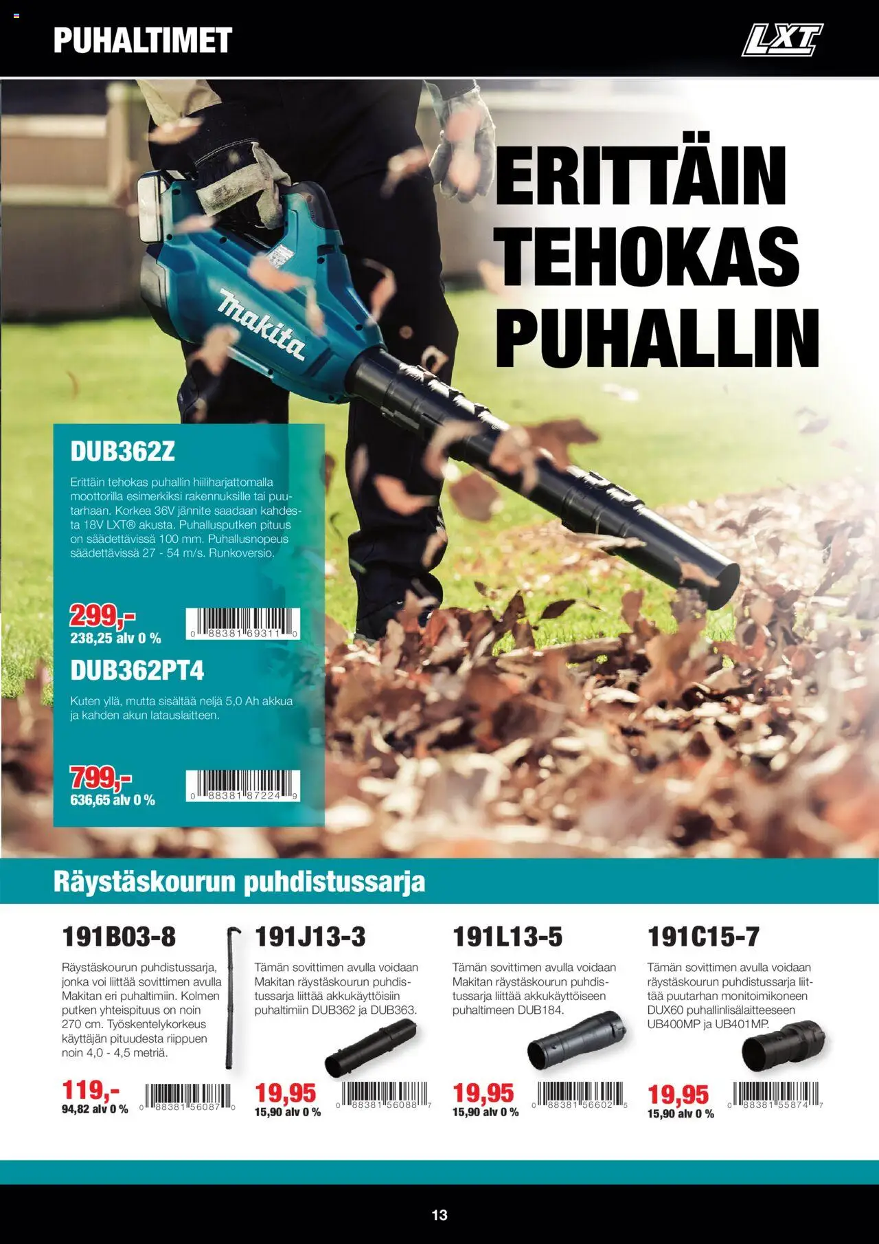 Makita tarjoukset - LXT Puutarha 2025 – voimassa 08.05.2025 alkaen | Sivu: 13 | Tuotteet: Voi