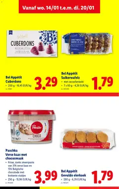 Paschka Verse kaas met chocosmaak, Frisse, zoete smeerpasta van 31% verse kaas en 15% Belgische chocolade met krokante stukjes, 250 g - Voorbeeld van een folder van Lidl, geldig van 14.01.2026 | Pagina: 29