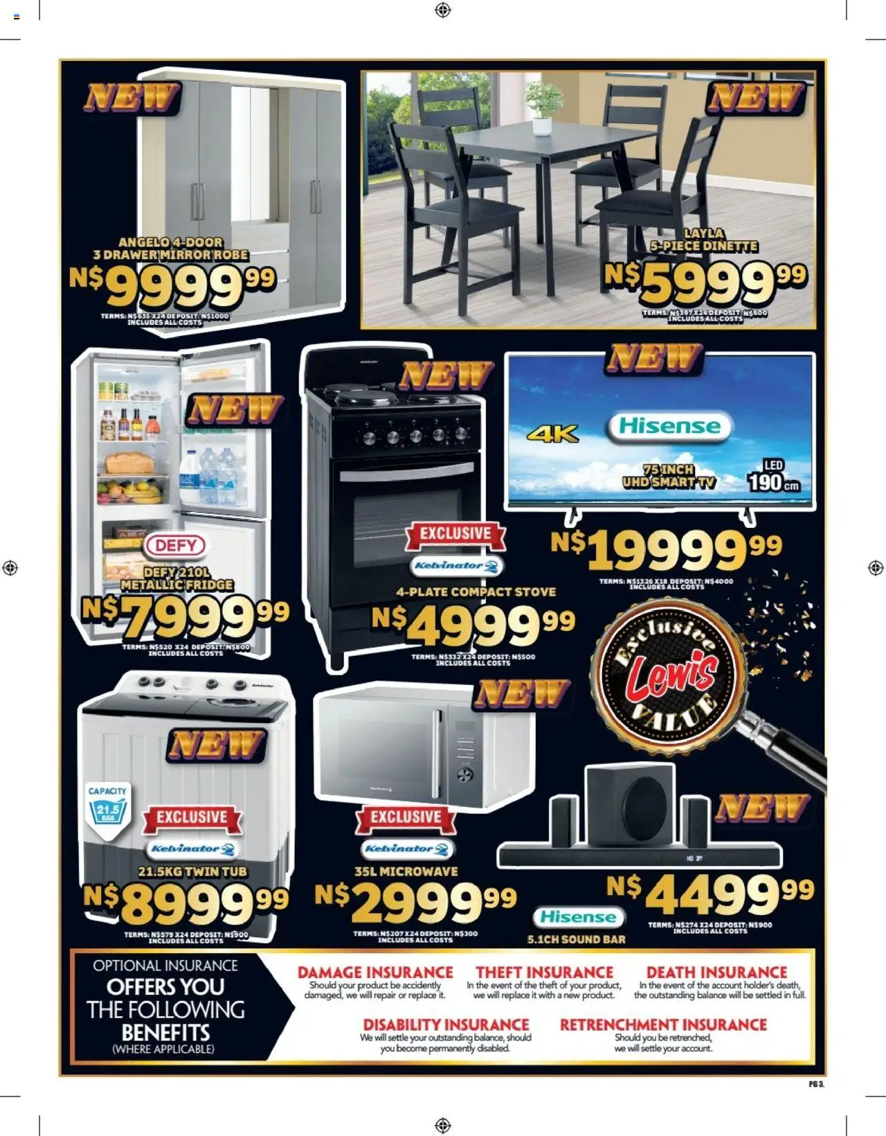 Lewis Stores - Namibia Leaflet │ valid from 11.08.2025 | Page: 3 | Products: TV, Mirror, Fridge, Microwave