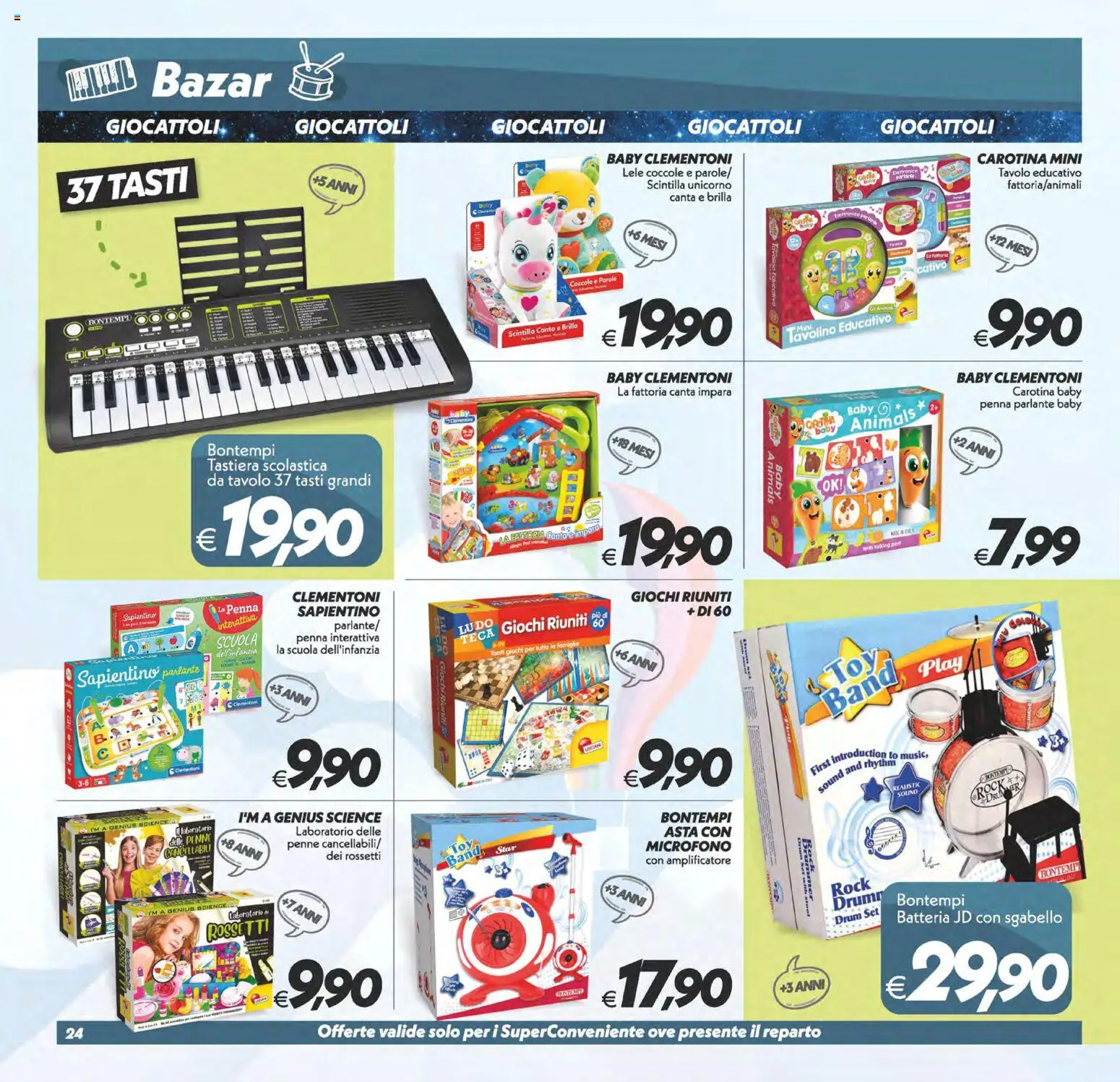 Volantino SuperConveniente del 24.10.2025 | Pagina: 24 | Prodotti: Tavolino, Tastiera, Microfono, Penne