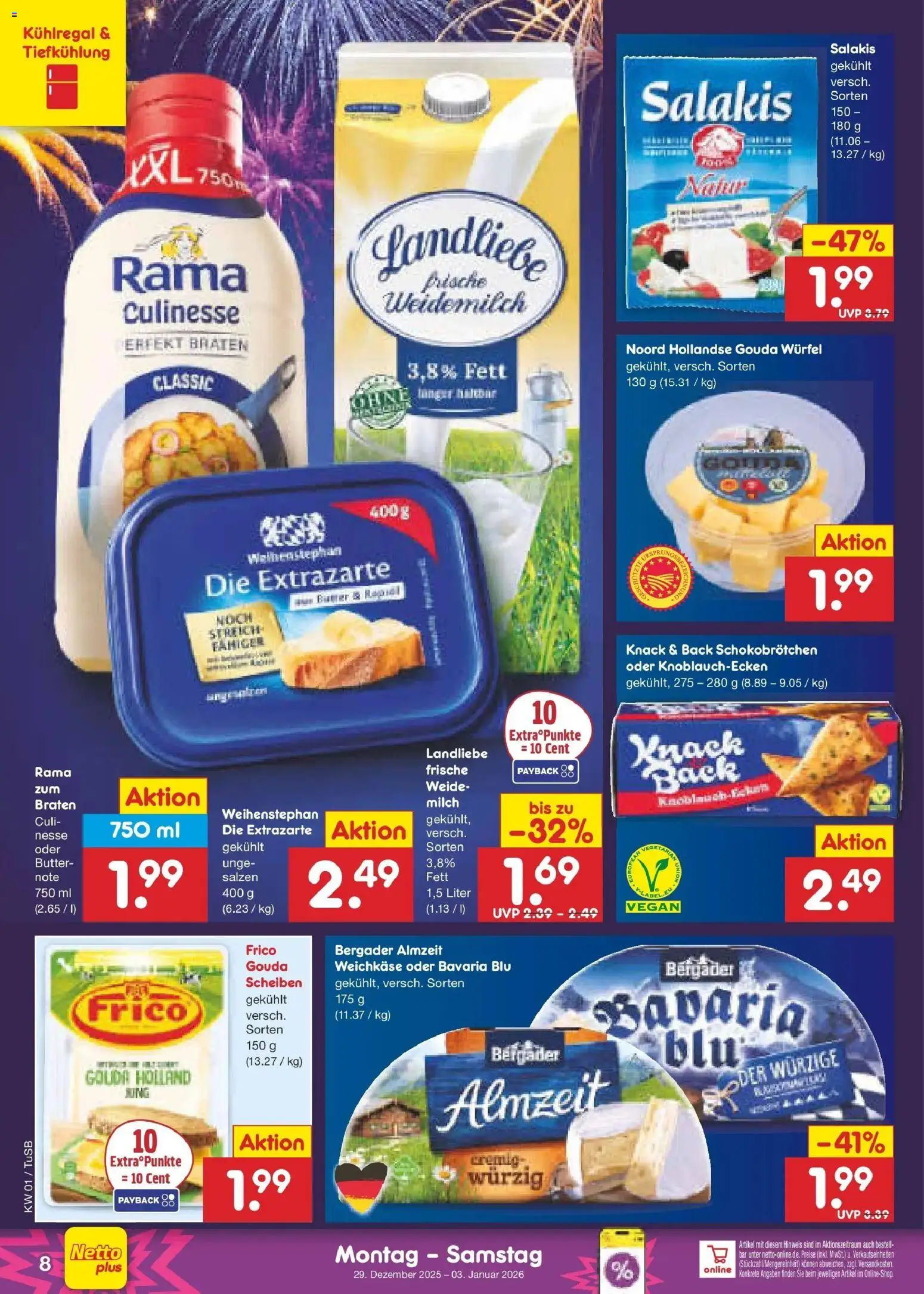 Netto Marken-Discount prospekt Lahr-Langenwinkel	 – gültig ab 28.12.2025 | Seite: 8 | Produkte: Rama, Milch, Gouda, Salakis