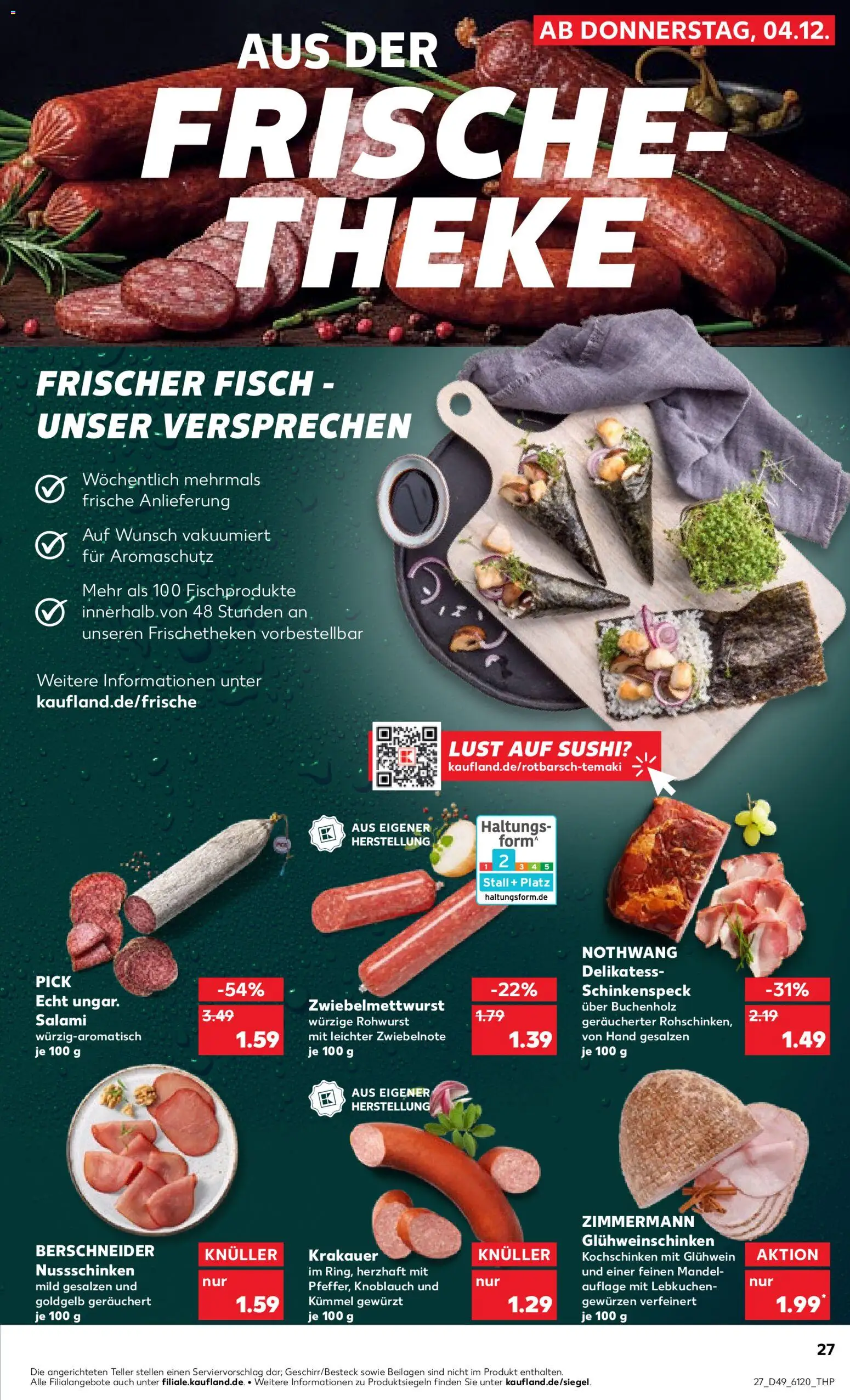 Kaufland prospekt Bremen	 – gültig ab 04.12.2025 | Seite: 27 | Produkte: Theke, Fisch, Knoblauch, Salami