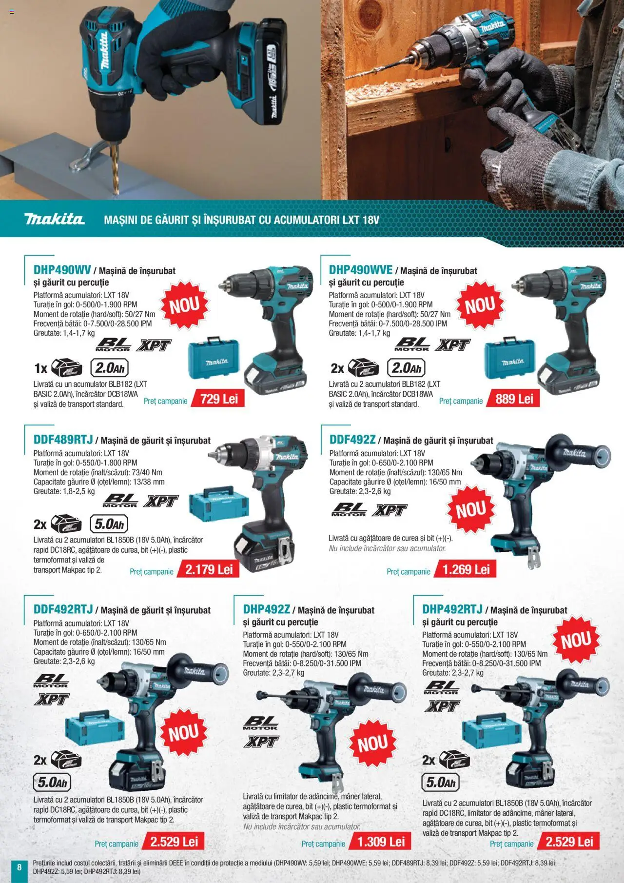 Noul catalog Makita – valabil de la 01.10.2025 | Pagină: 8 | Produse: Valiză, Curea, Încărcător, Mâner