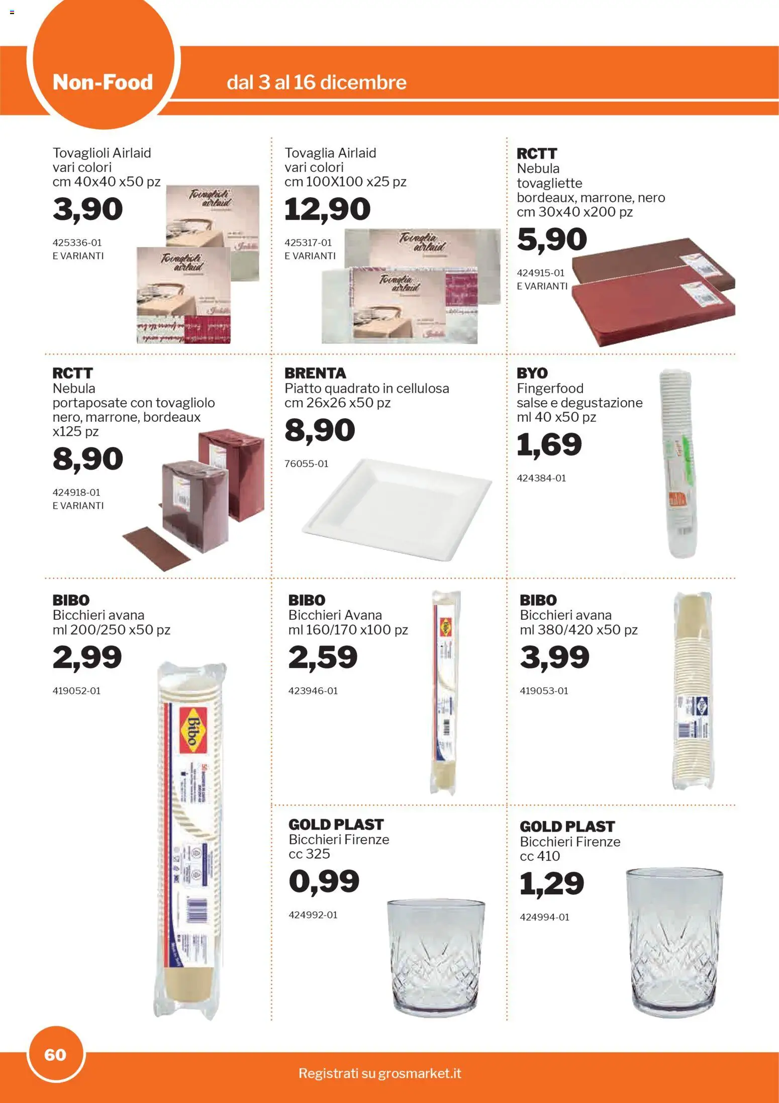 Volantino Sogegross del 03.12.2025 | Pagina: 60 | Prodotti: Piatto, Portaposate, Tovaglia, Tovagliette