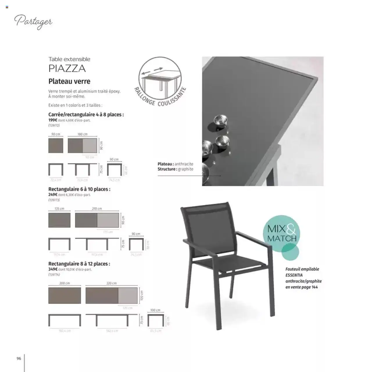  | Page: 96 | Produits: Plateau, Table extensible, Fauteuil, Table