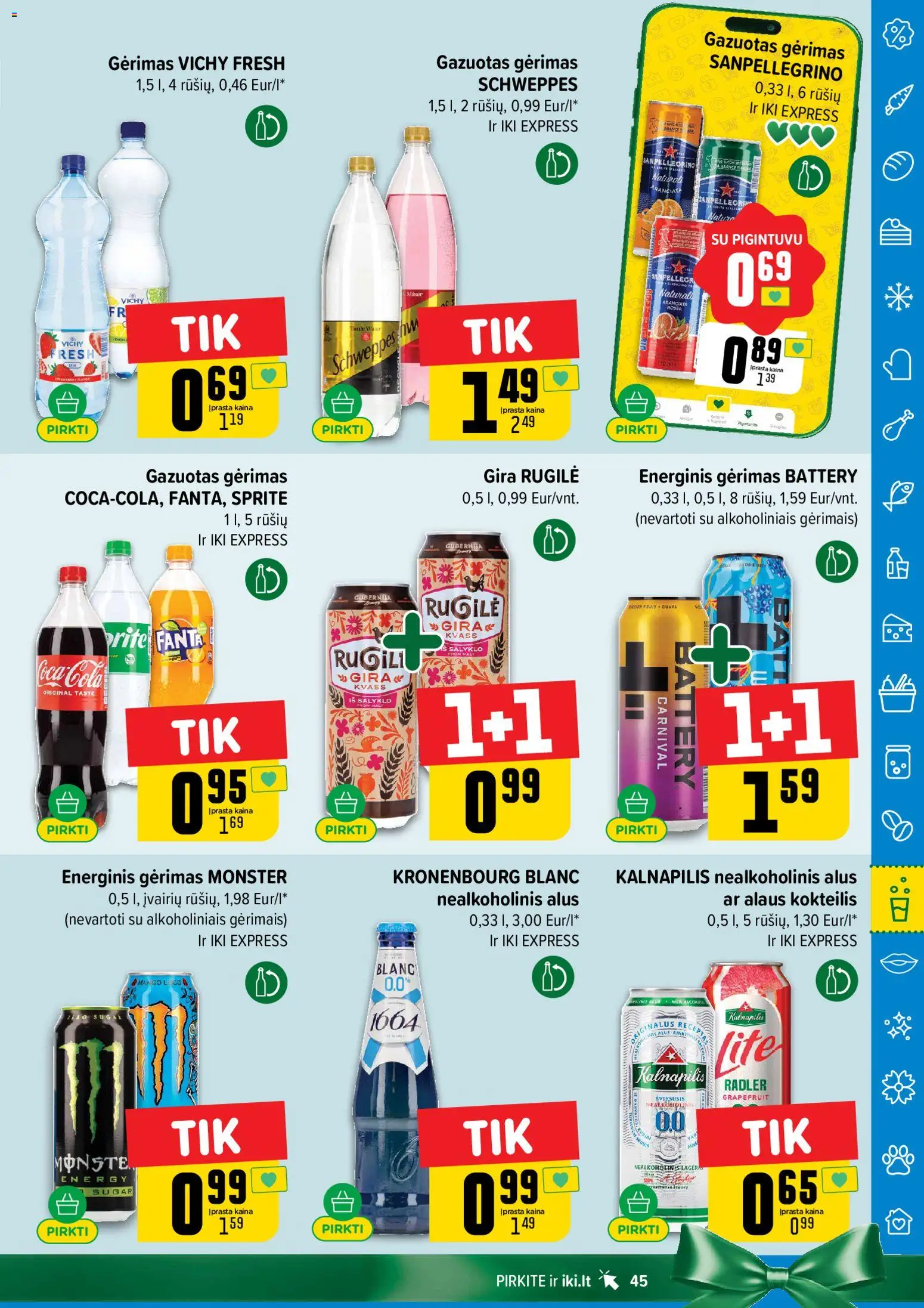 IKI akcijos nuo 10.11.2025 | Puslapis: 45 | Prekių: Nealkoholinis alus, Energinis gėrimas, Alus