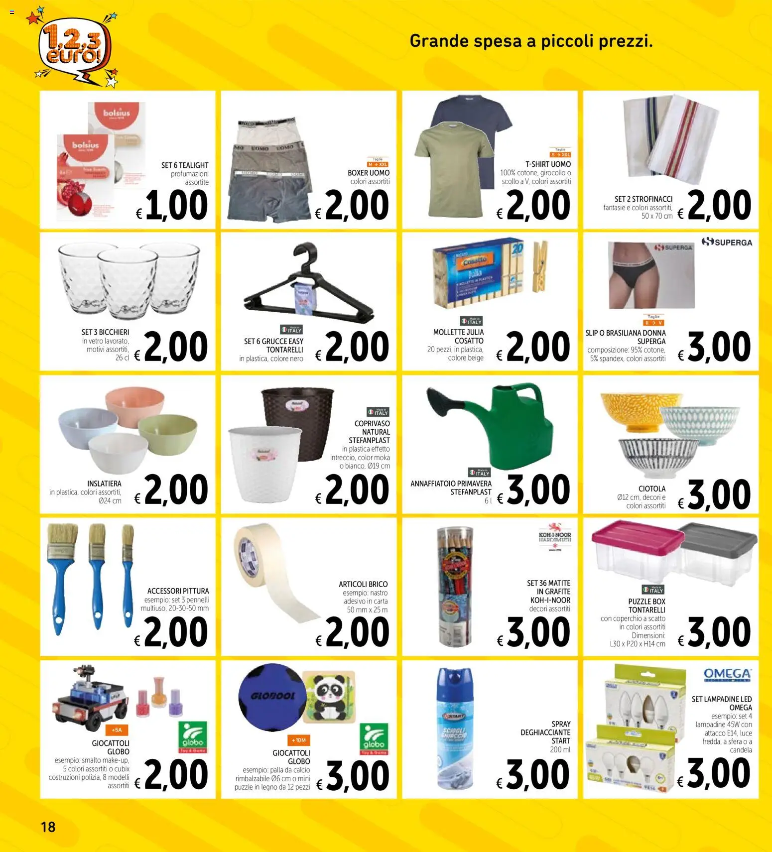 Volantino Spazio Conad del 20.01.2026 | Pagina: 18 | Prodotti: Annaffiatoio, Slip, Ciotola, Candela