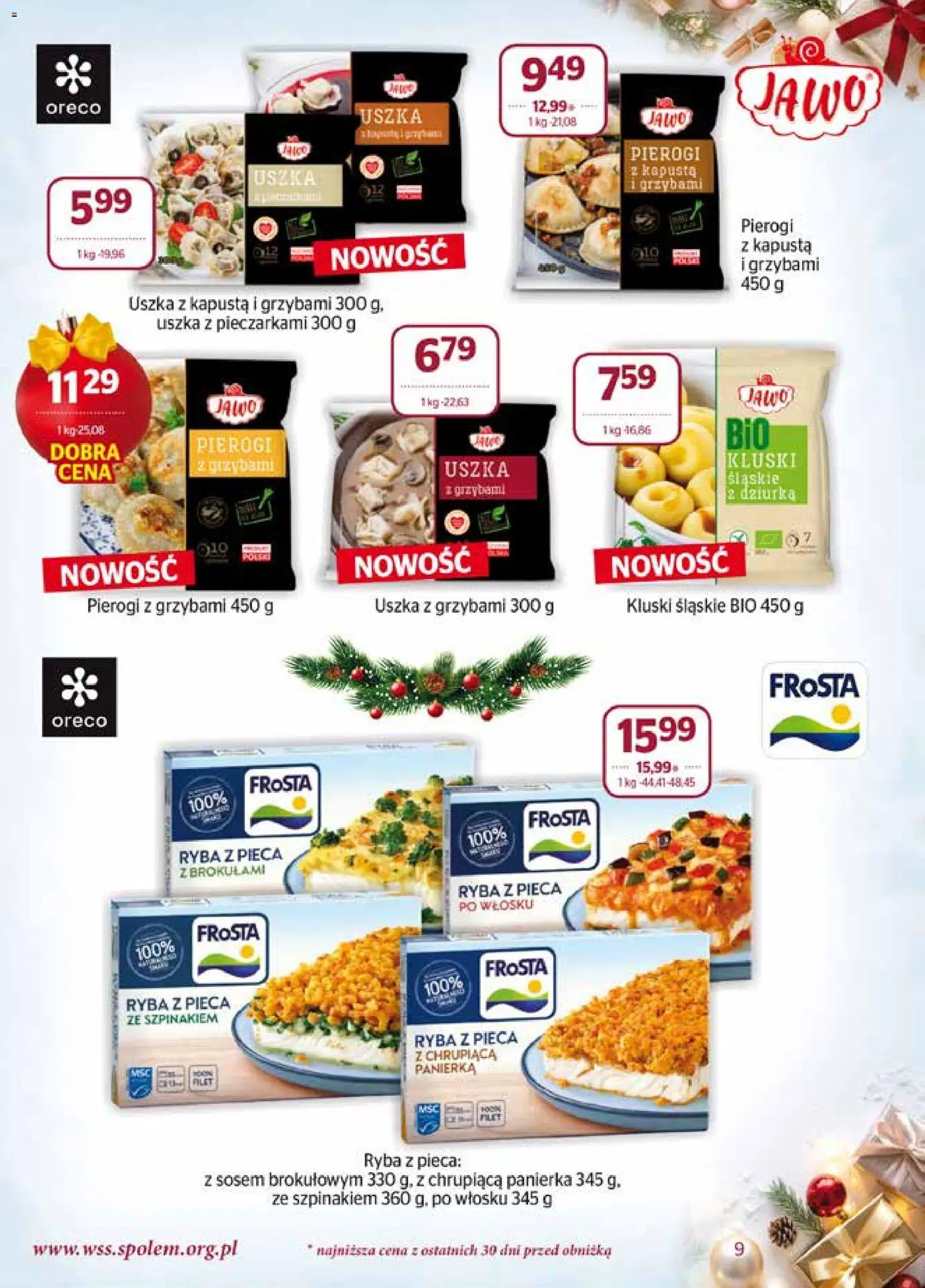 Społem Gazetka od 01.12.2025 | Strona: 9 | Produkty: Kapusta, Uszka z kapustą i grzybami, Uszka z grzybami, Ryba