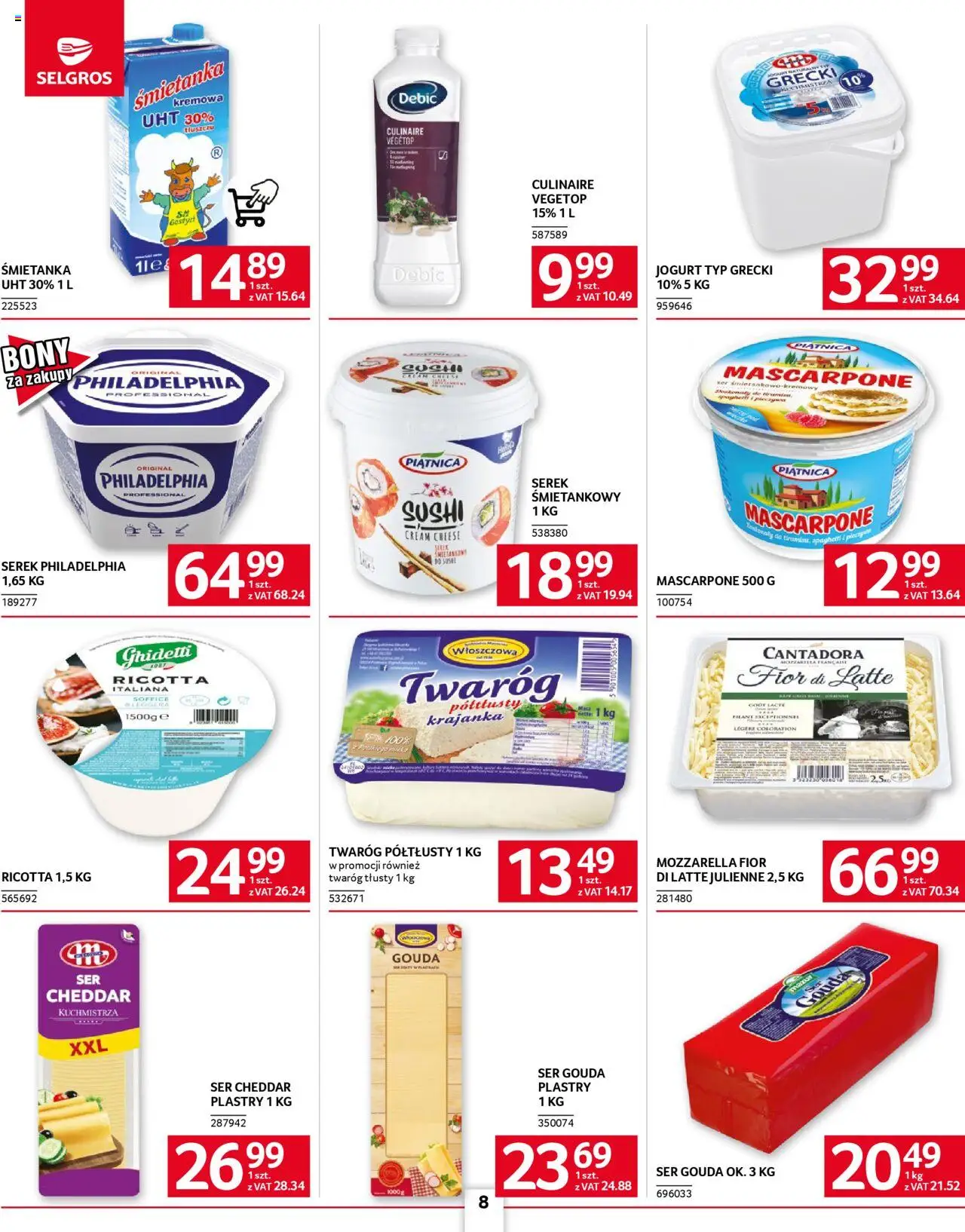 Selgros cash&carry Gazetka - Oferta dla gastronomii od 05.06.2025 | Strona: 8 | Produkty: Twaróg tłusty, Serek philadelphia, Jogurt, Ser gouda