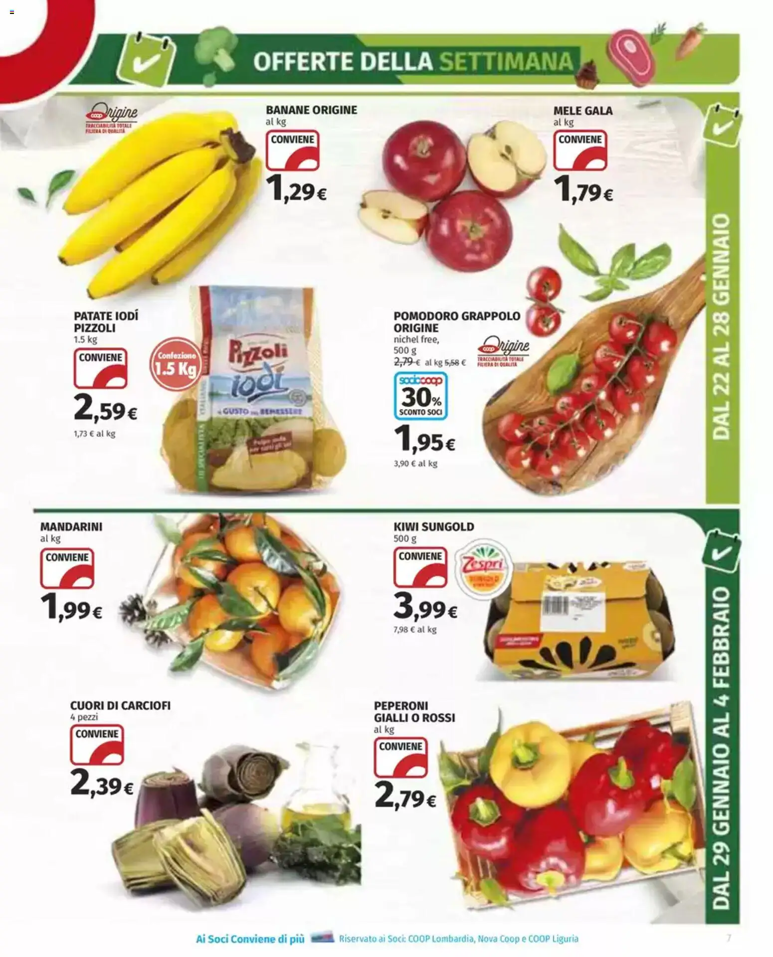 Volantino COOP del 22.01.2026 | Pagina: 7 | Prodotti: Mele, Banane, Mandarini, Pomodoro