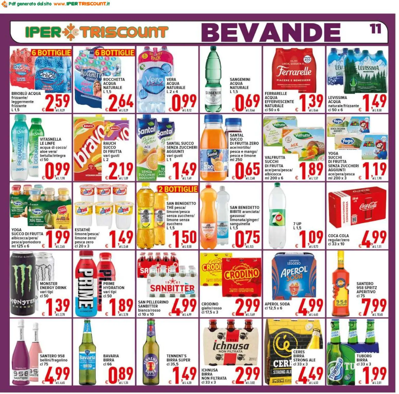 Volantino Ipertriscount del 17.03.2026 | Pagina: 11 | Prodotti: Ceres, Bibite, Ferrarelle, Succo di frutta