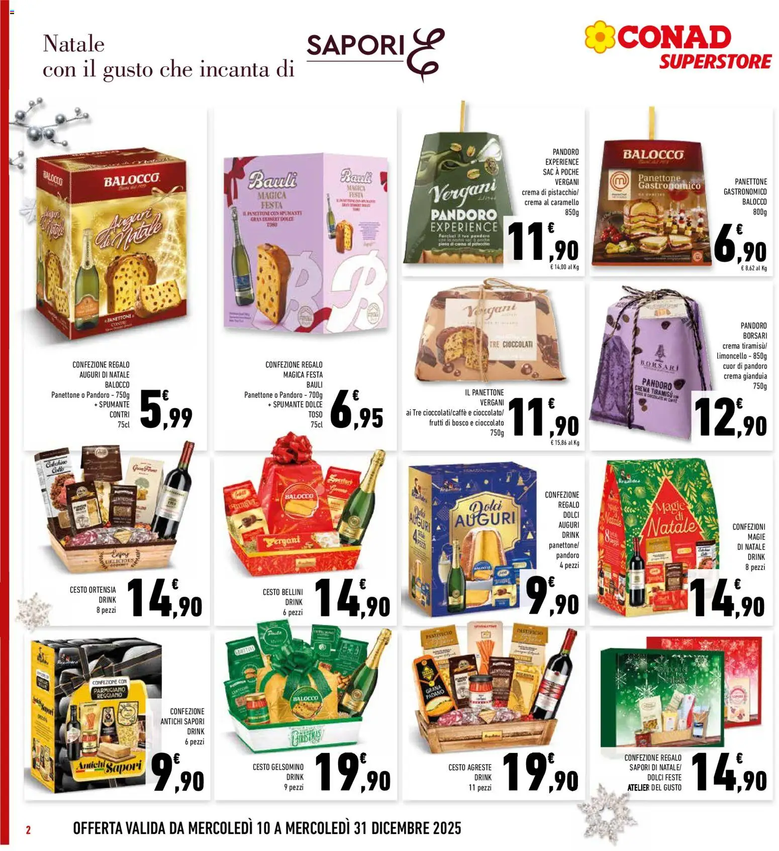 Volantino Conad del 10.12.2025 | Pagina: 2 | Prodotti: Panettone, Spumante, Parmigiano reggiano, Parmigiano