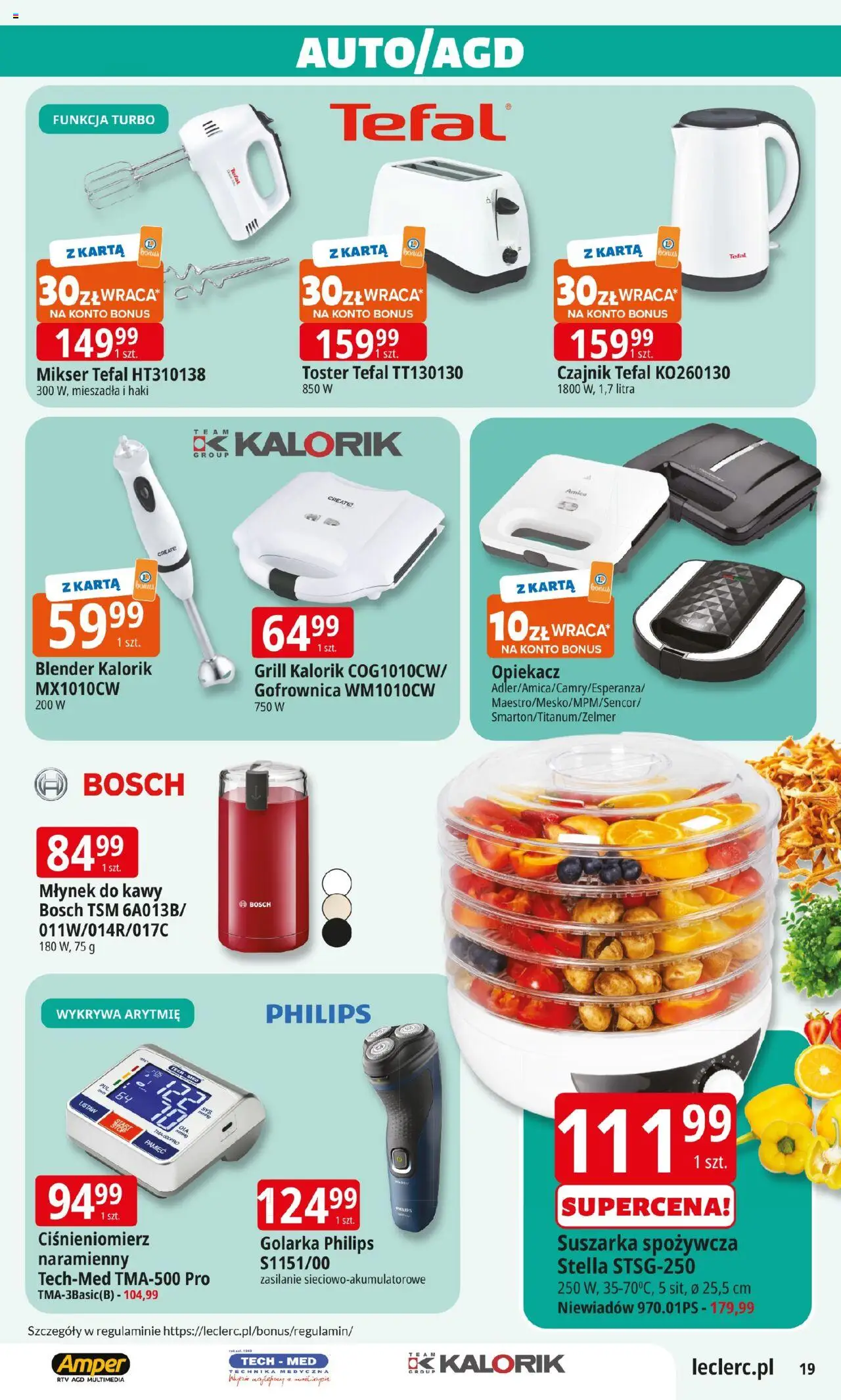 E.Leclerc Gazetka - Zielona Góra od 19.08.2025 | Strona: 19 | Produkty: Ciśnieniomierz, Młynek, Młynek do kawy, Tefal