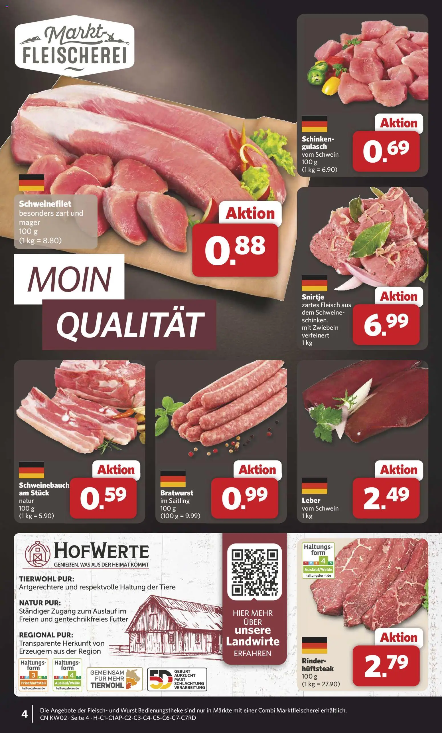 Combi Prospekt 	 – gültig ab 05.01.2026 | Seite: 4 | Produkte: Schweinebauch, Bratwurst, Gulasch, Fleisch