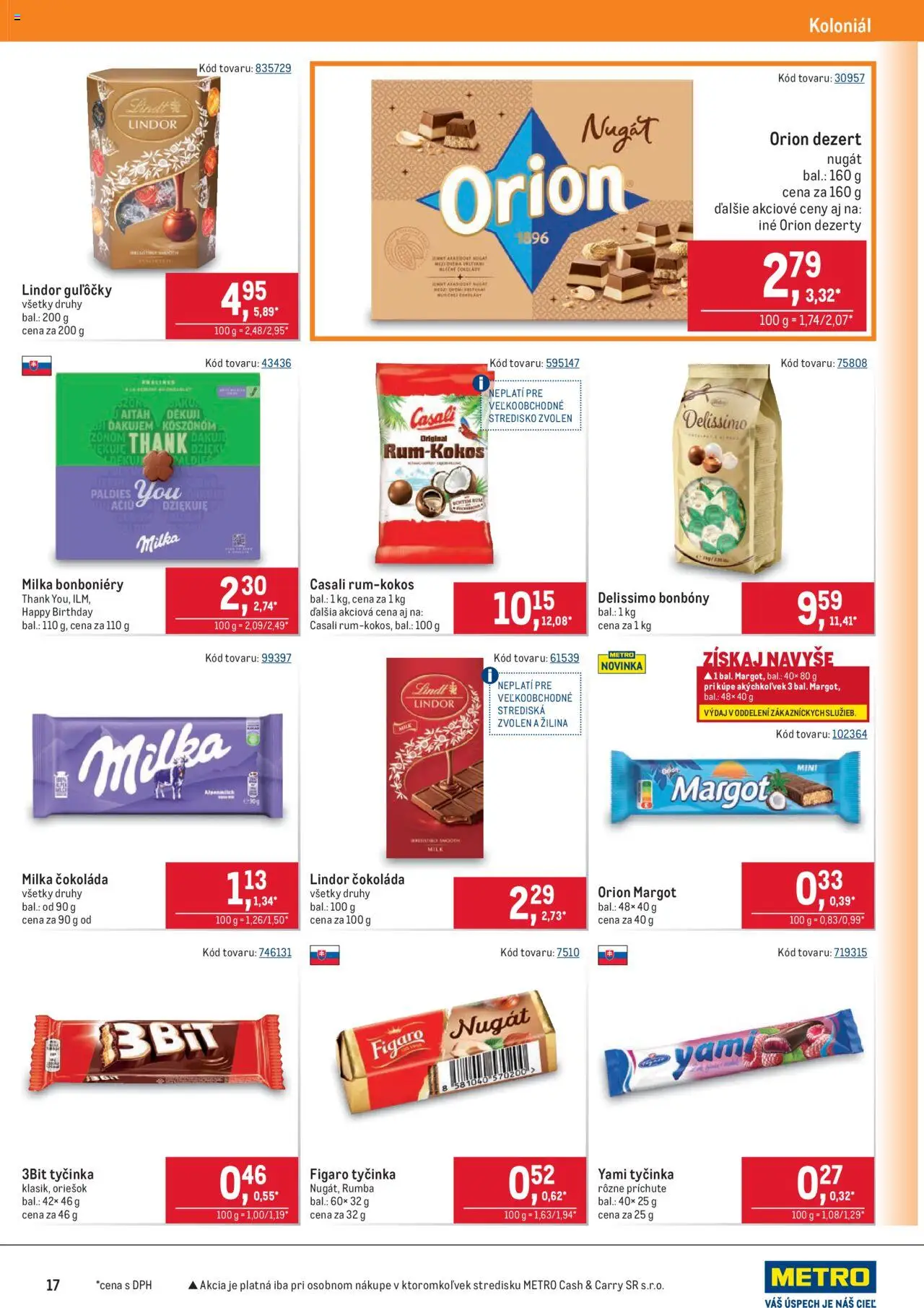 Nové Metro akcie – leták je platný od 08.10.2025 | Strana: 17 | Produkty: Lindor, Lindt, Čokoláda, Milka