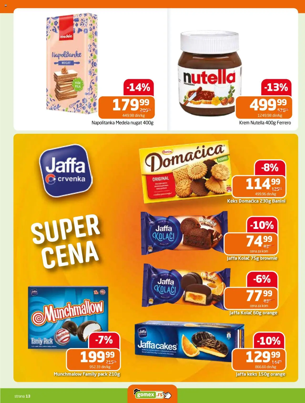Gomex katalog - važi od 10.09.2025 | Strana: 13 | Proizvode: Keks, Brownie, Ferrero, Nutella