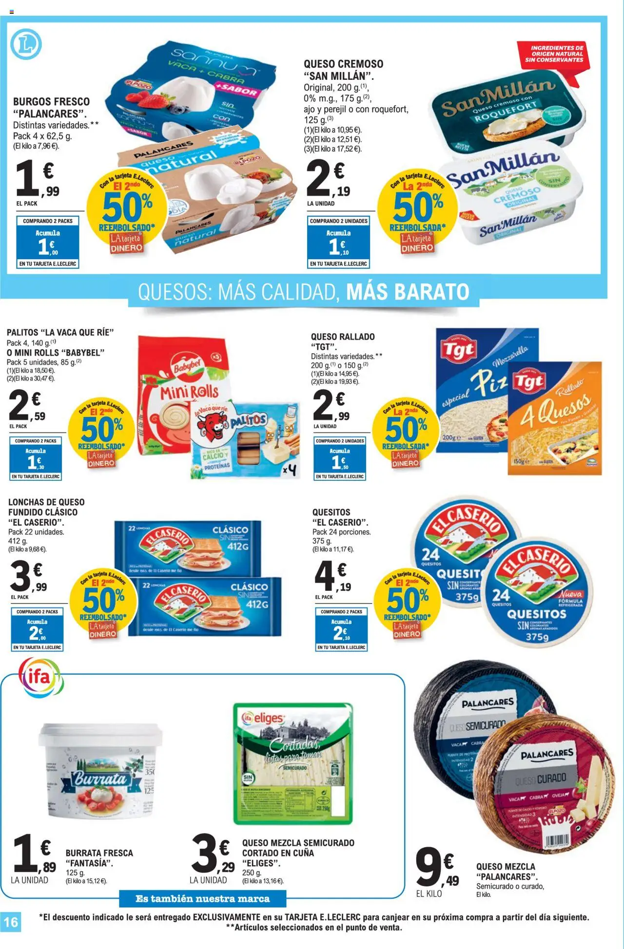 E.Leclerc folleto │ válido desde el 30.07.2025 | Página: 16 | Productos: Γραβάτα, Κρεμάστρα, Queso, Queso rallado