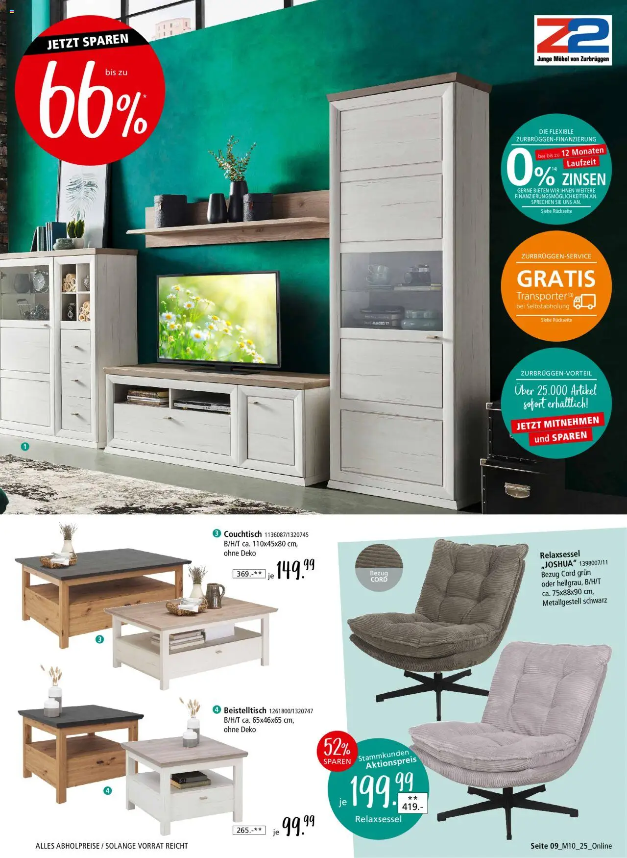 Zurbrüggen - Junges Wohnen - gültig ab dem 09.08.2025 | Seite: 9 | Produkte: Relaxsessel, Beistelltisch, Couchtisch