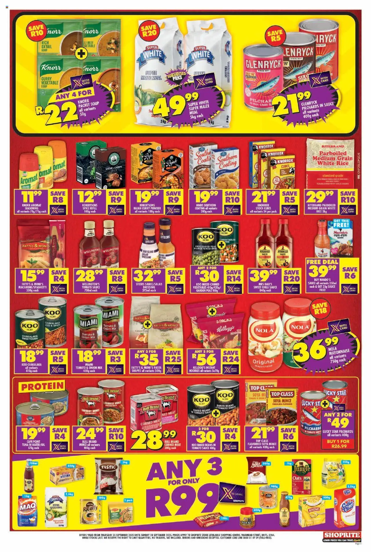 New Shoprite catalogue – valid from 25.09.2025 | Page: 5 | Products: Steak, Tomato sauce, Salad, Sauce