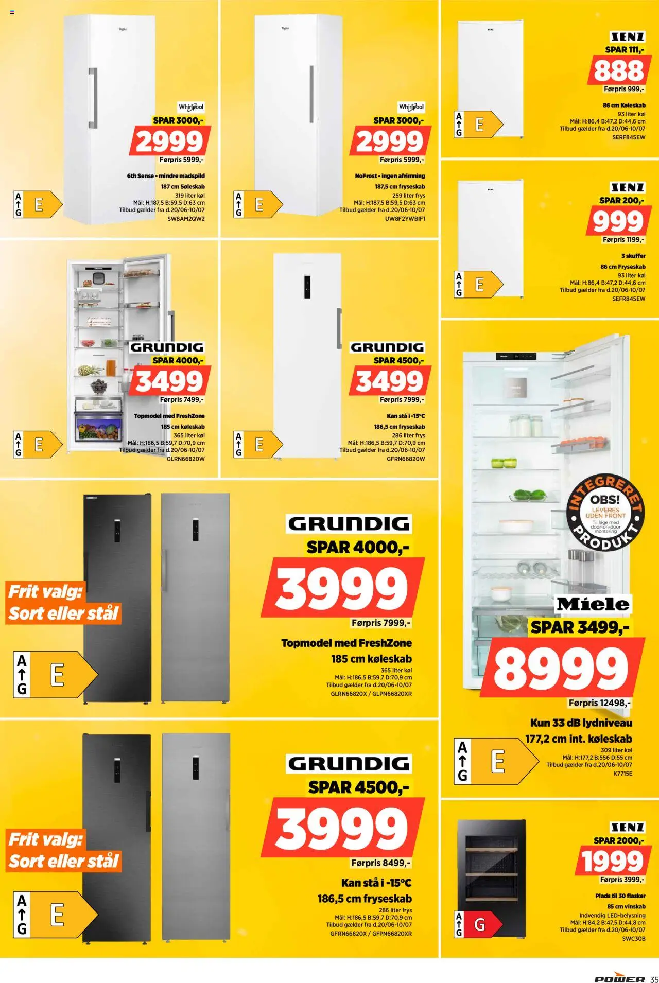 Power Tilbudsavis gyldig fra 20.06.2025 | Side: 35 | Produkter: Køleskab