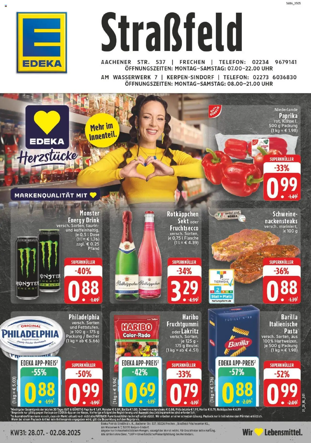 Edeka prospekt Frechen	 - gültig ab dem 27.07.2025 | Seite: 1 | Produkte: Energy, Barilla, Rotkäppchen, Telefon
