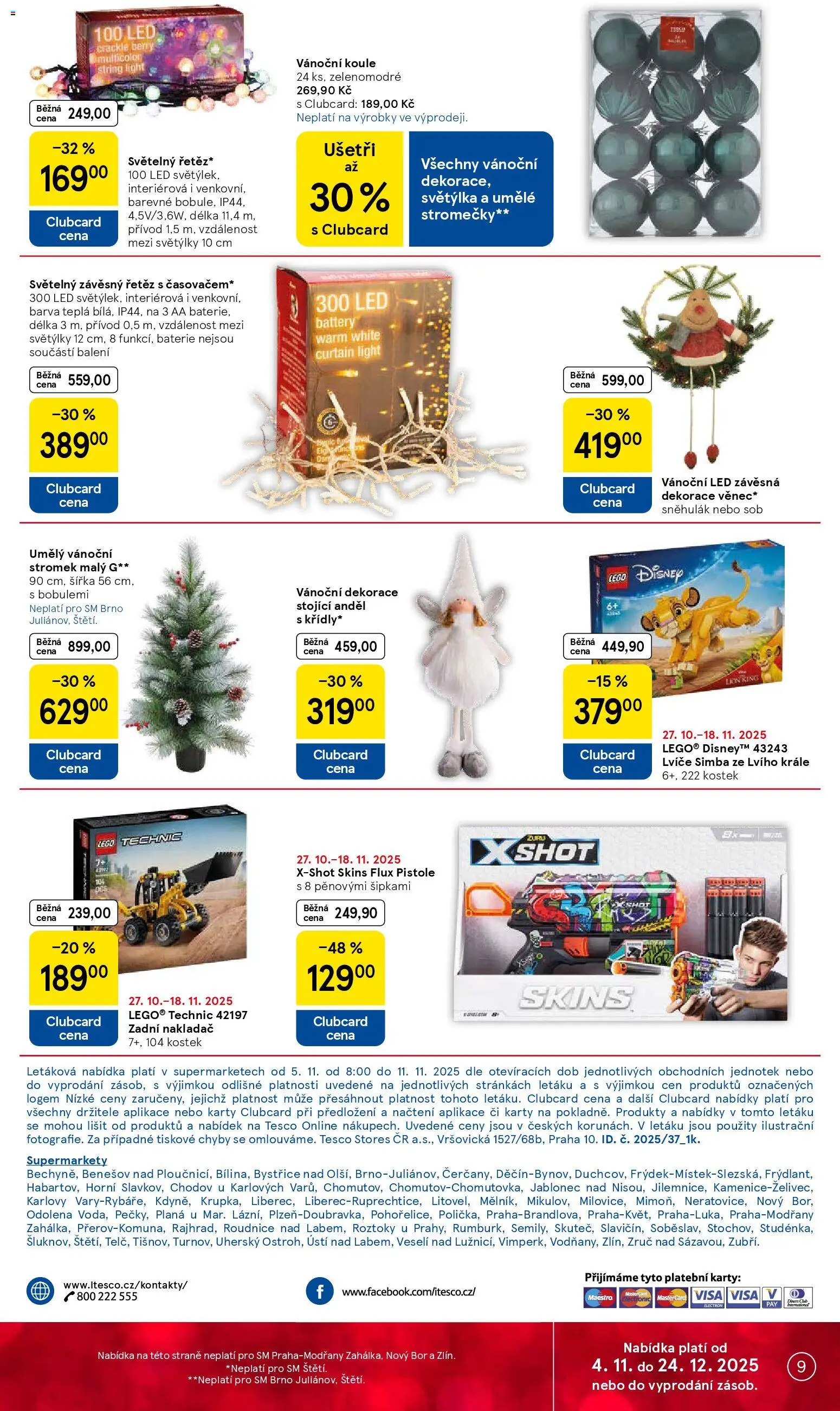 Tesco leták - Supermarket od 05.11.2025 | Strana: 9 | Produkty: Světýlka, Baterie, Vánoční dekorace, LED