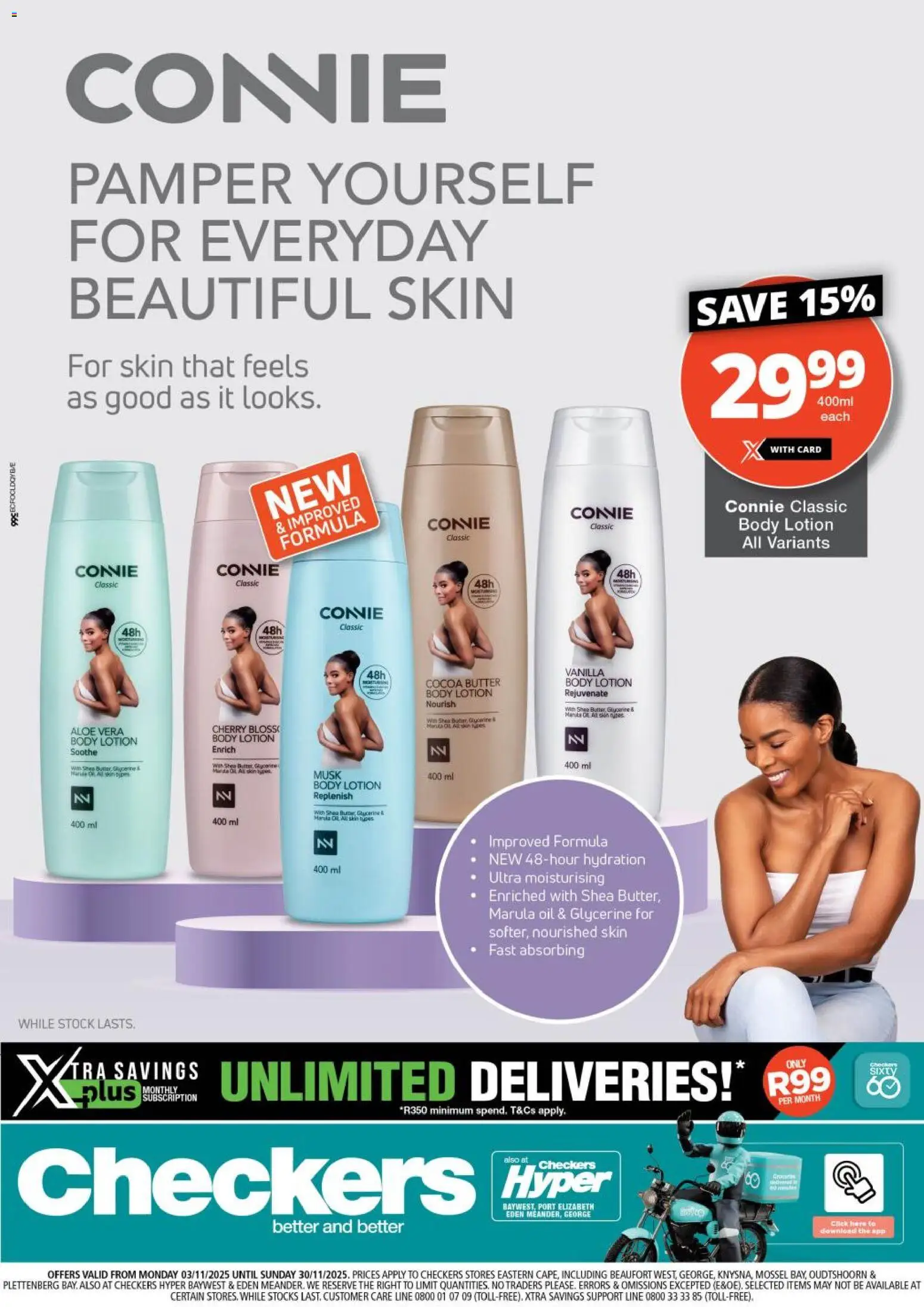 New Checkers catalogue – valid from 03.11.2025 | Page: 1 | Products: Butter, Oil, Stock, Lotion