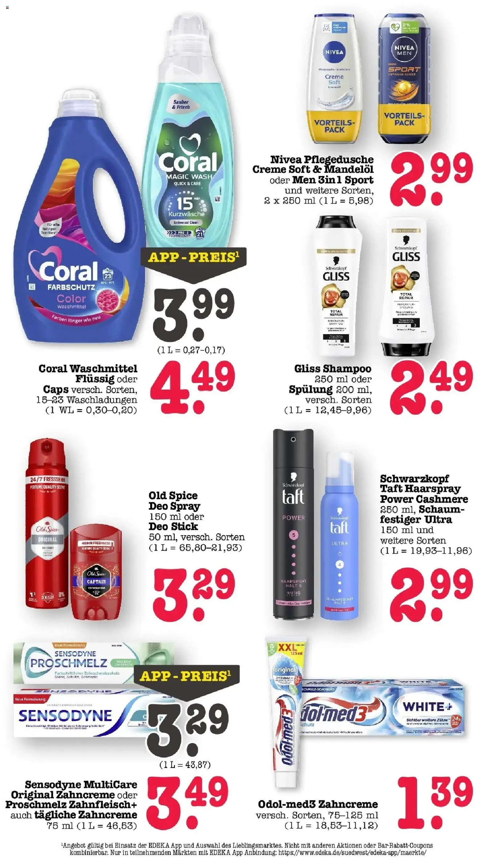 E center Prospekt Sinzheim	 – gültig ab 16.03.2026 | Seite: 62 | Produkte: Coral, Shampoo, Spülung, Haarspray