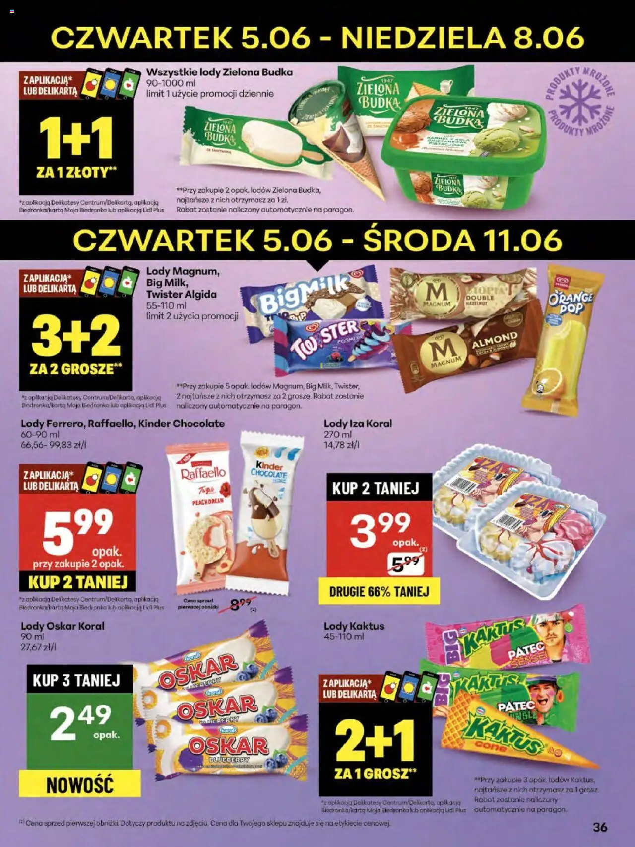 Delikatesy Centrum Gazetka - Sklepy Własne od 05.06.2025 | Strona: 36 | Produkty: Delikatesy, Lody Kaktus, Lody