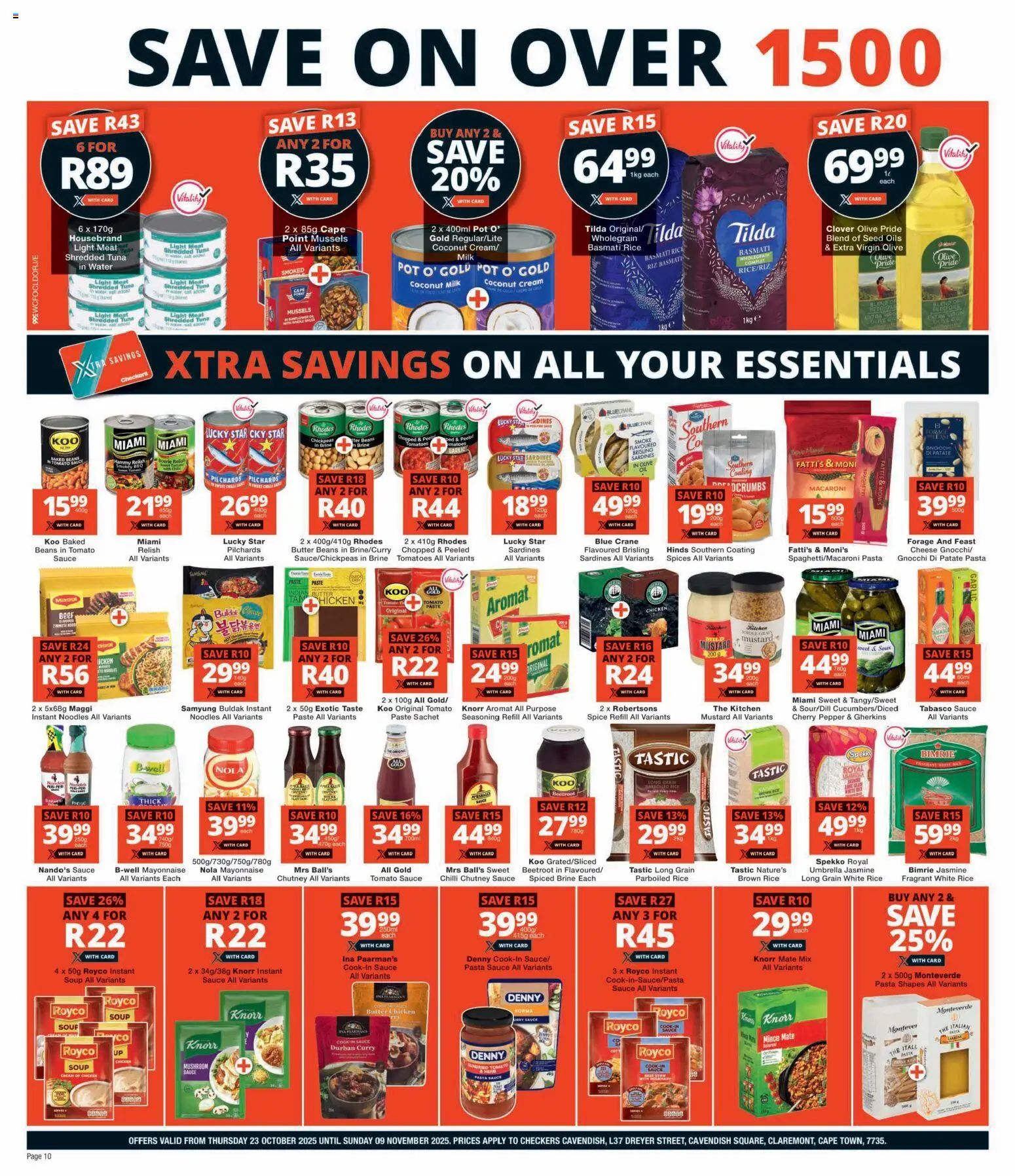 New Checkers catalogue – valid from 23.10.2025 | Page: 10 | Products: Tuna, Beans, Aromat, Mayonnaise