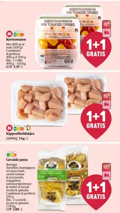 Gevulde pasta, Bertagni Tortellini champignon of rauwe ham, ravioli tomaat & mozzarella, triangoloni eekhoorntjesbrood & truffel of ravioli ricotta & spinazie Combineer & profiteer 250 g Bijv.: 2 x ravioli, ricotta & spinazie - Voorbeeld van een folder van Delhaize, geldig van 12.03.2026 | Pagina: 3 | Producten: Tomaten, Pasta, La, Champignon