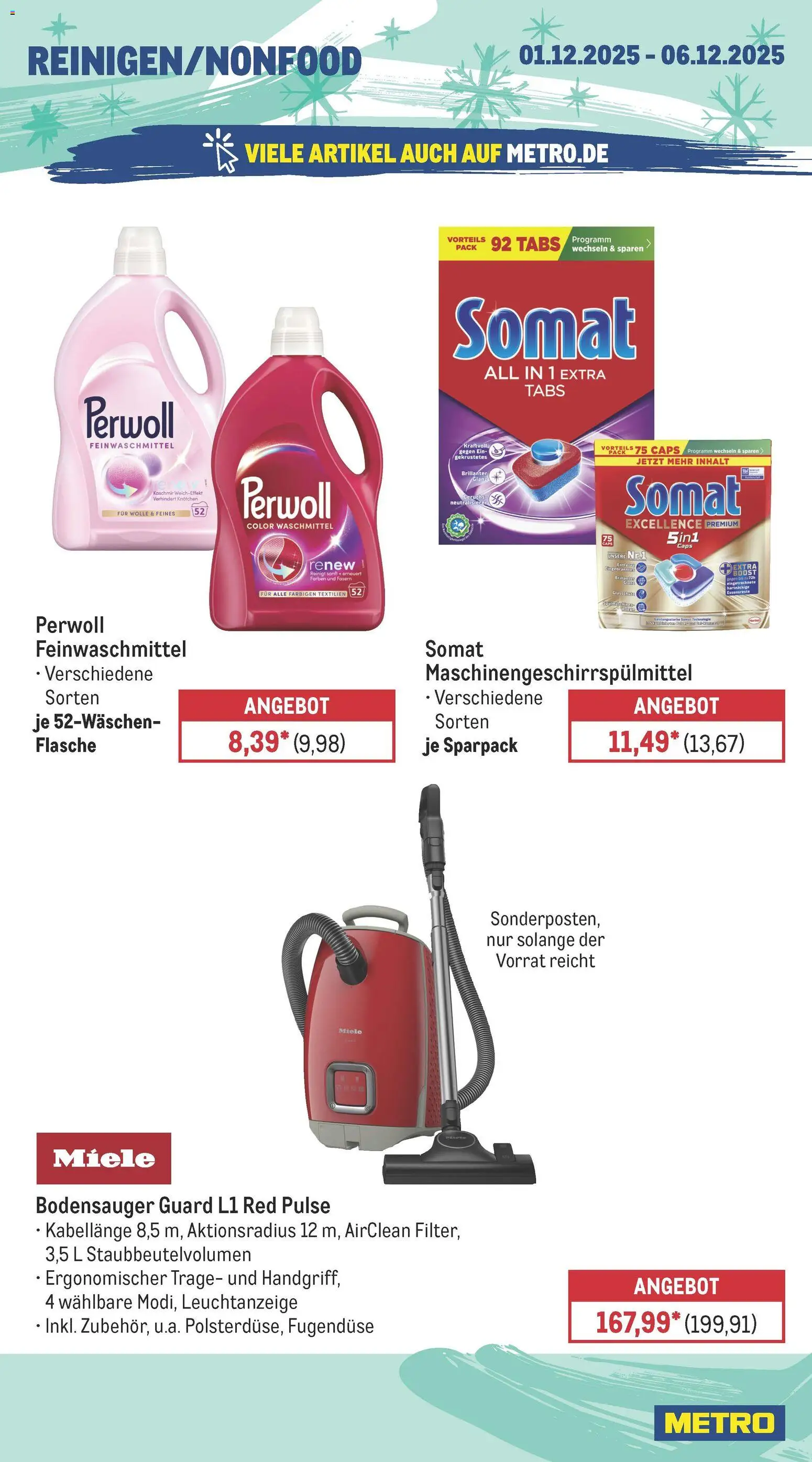 Metro Prospekt 	 – gültig ab 01.12.2025 | Seite: 17 | Produkte: Miele, Perwoll, Waschmittel