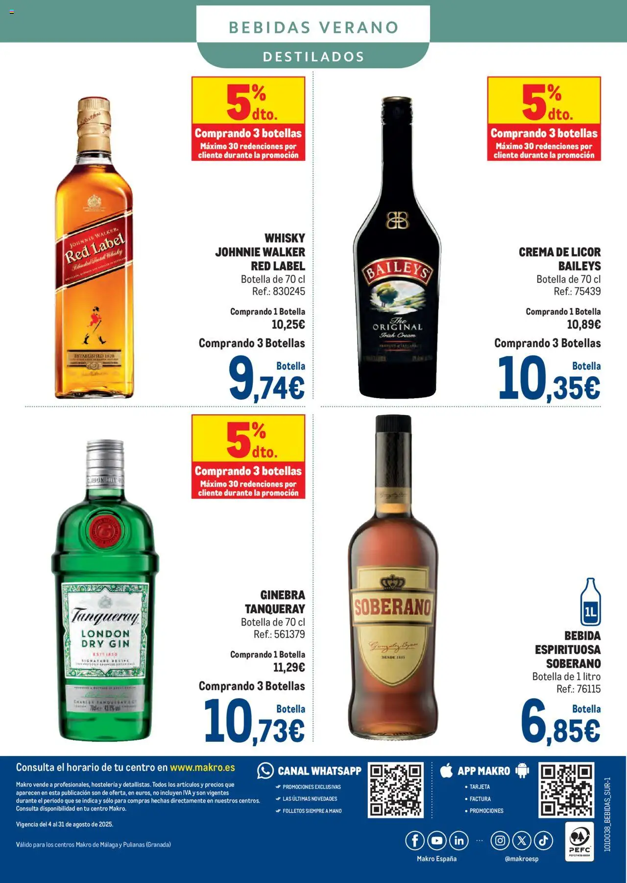 Makro - Bebidas Especial Verano Sur │ válido desde el 04.08.2025 | Página: 32 | Productos: Licor, Ginebra, Crema, Whisky