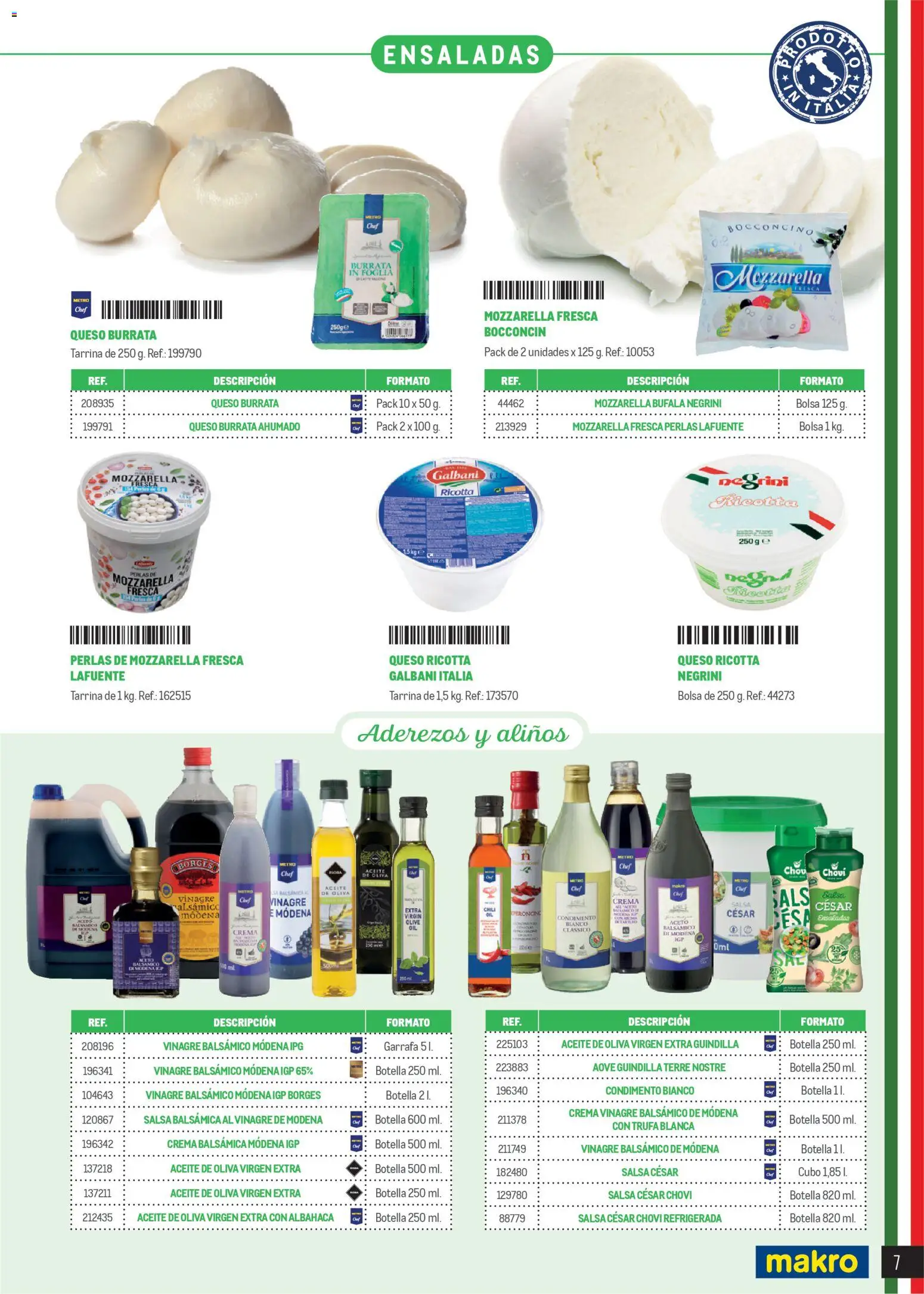 Makro Restaurantes italianos Canarias │ válido desde el 27.03.2026 | Página: 7 | Productos: Queso, Aceite, Aceite de oliva, Aceite de oliva virgen extra