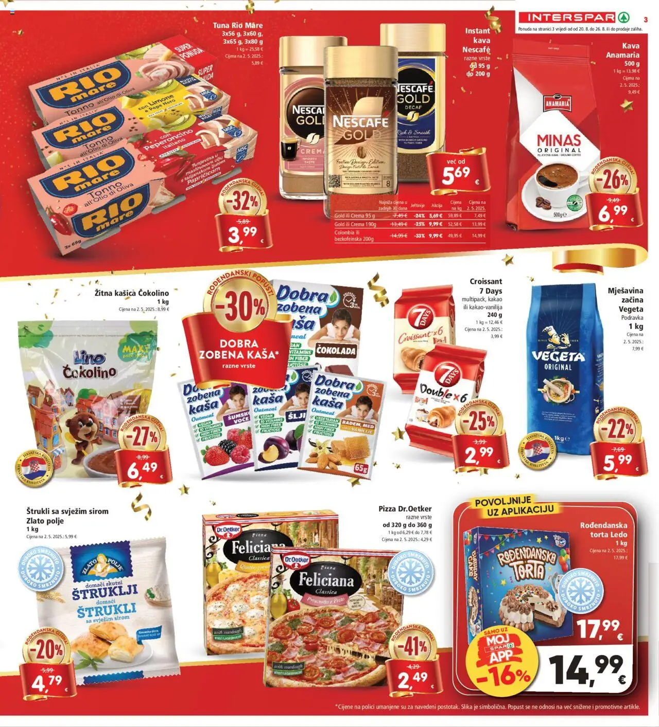 Interspar katalog | vrijedi od 20.08.2025 | Stranica: 3 | Proizvodi: Kava, Čokolada, Voće, Tuna