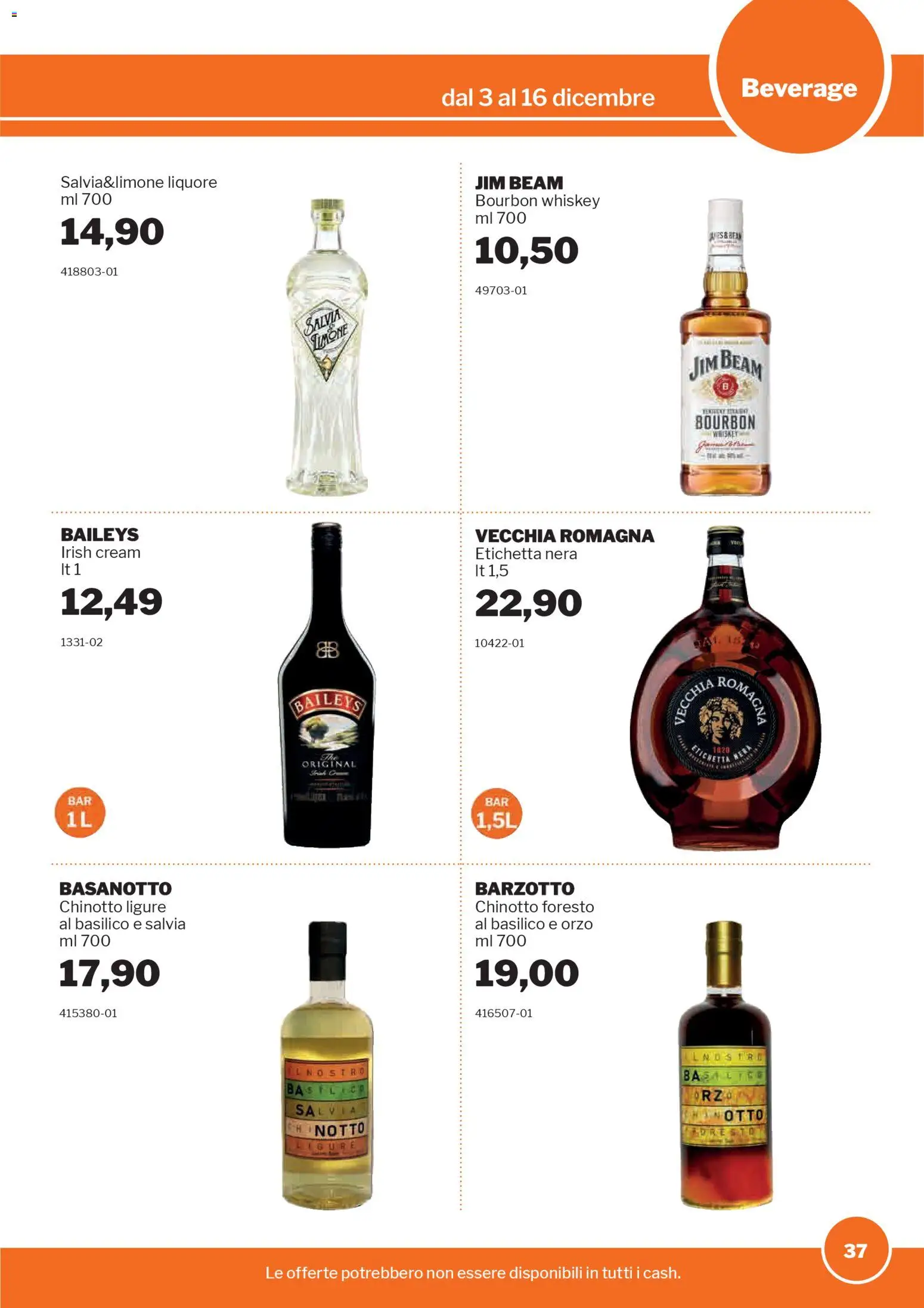 Volantino Sogegross del 03.12.2025 | Pagina: 37 | Prodotti: Chinotto, Limone, Basilico, Liquore