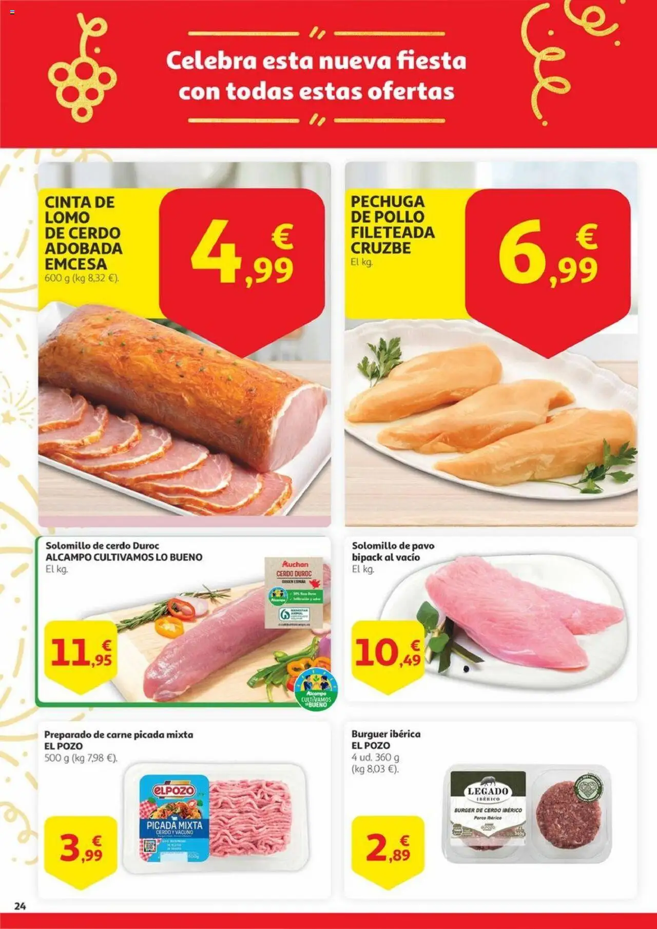 Alcampo -  Canarias │ válido desde el 17.06.2025 | Página: 24 | Productos: Solomillo de cerdo, Pechuga de pollo fileteada, Cerdo