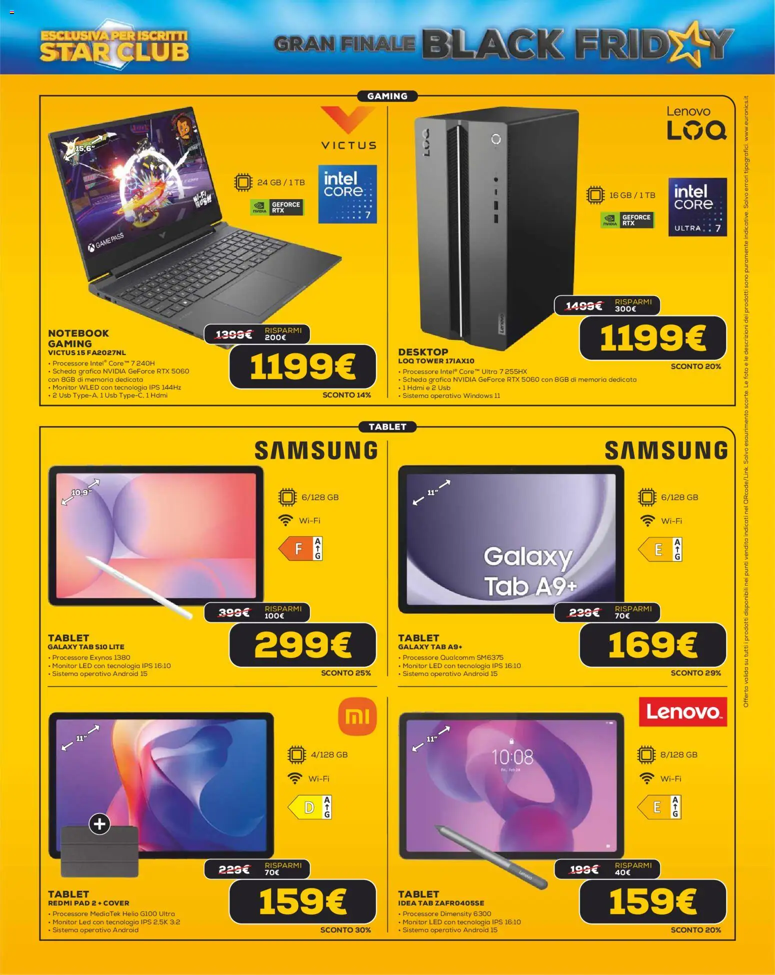 Volantino Euronics del 26.11.2025 | Pagina: 7 | Prodotti: Monitor, Tablet, USB, Samsung