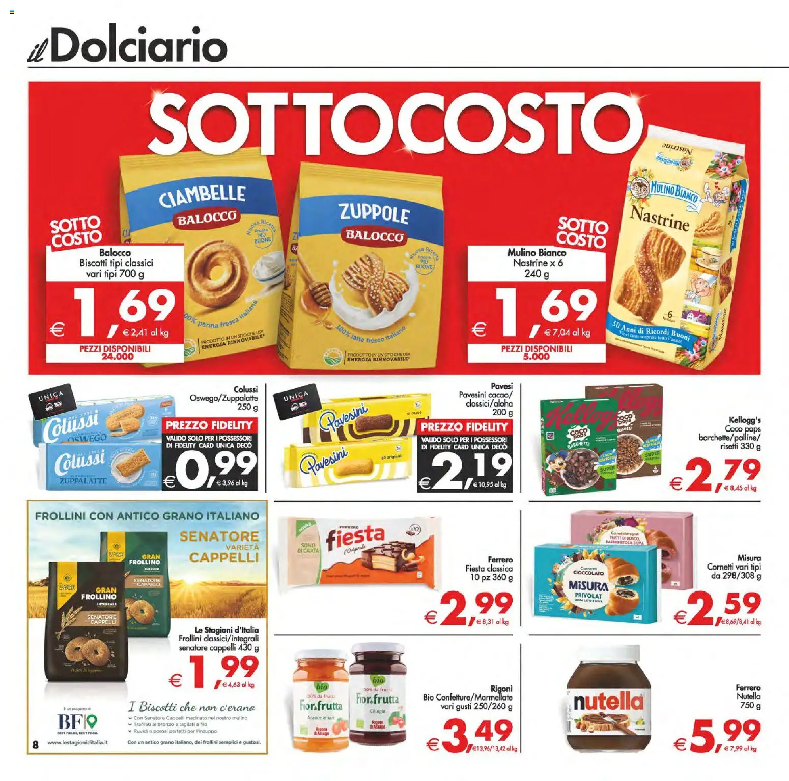 Volantino Decò del 24.10.2025 | Pagina: 8 | Prodotti: Cioccolato, Biscotti, Frutta, Latte