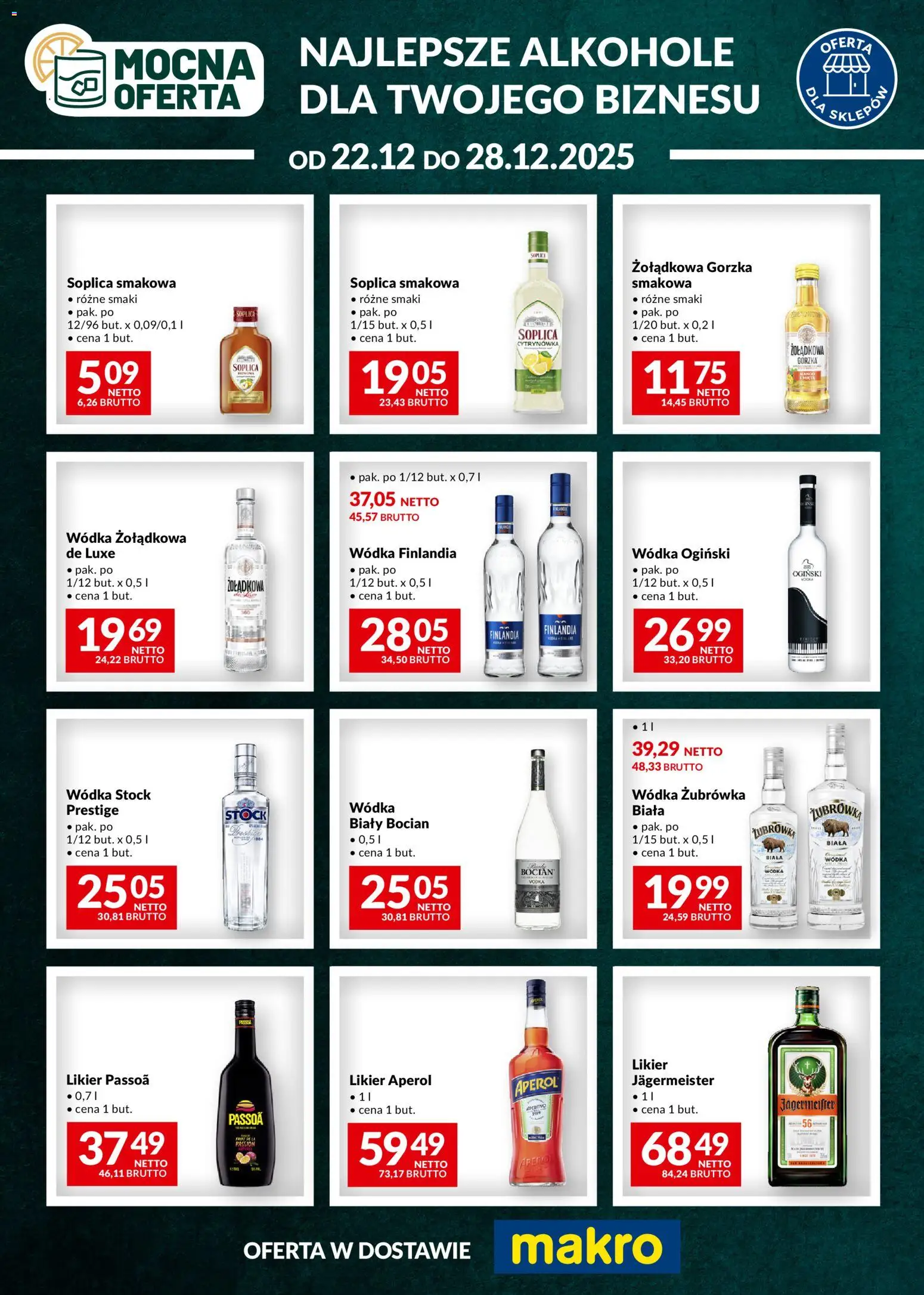 Makro Gazetka - Mocna oferta od 22.12.2025 | Strona: 1 | Produkty: Ogiński, Wódka finlandia, Żubrówka, Vodka