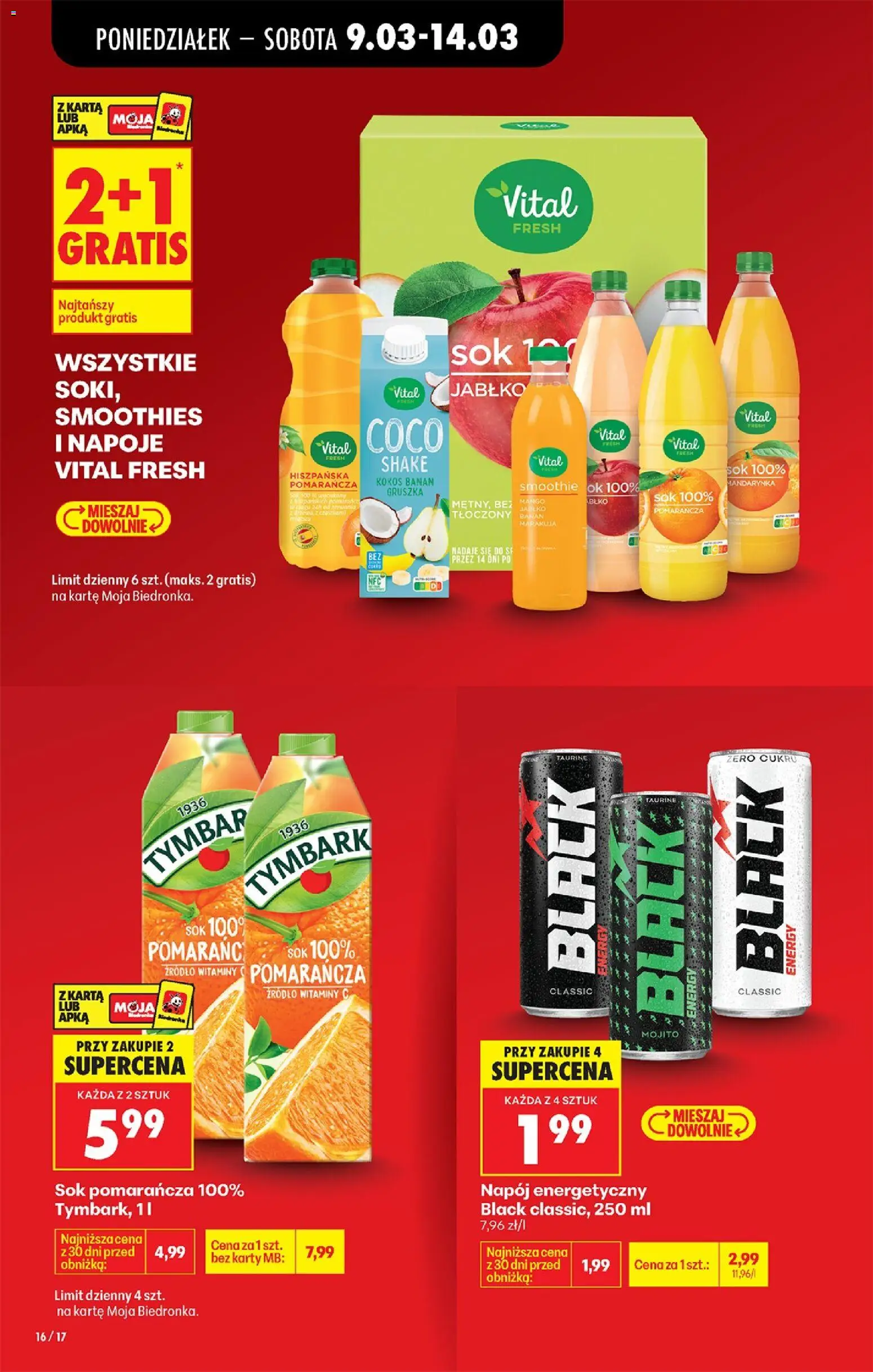 Biedronka gazetka od poniedziałku od 09.03.2026 | Strona: 18 | Produkty: Karta, Gruszka, Napoje, Smoothie