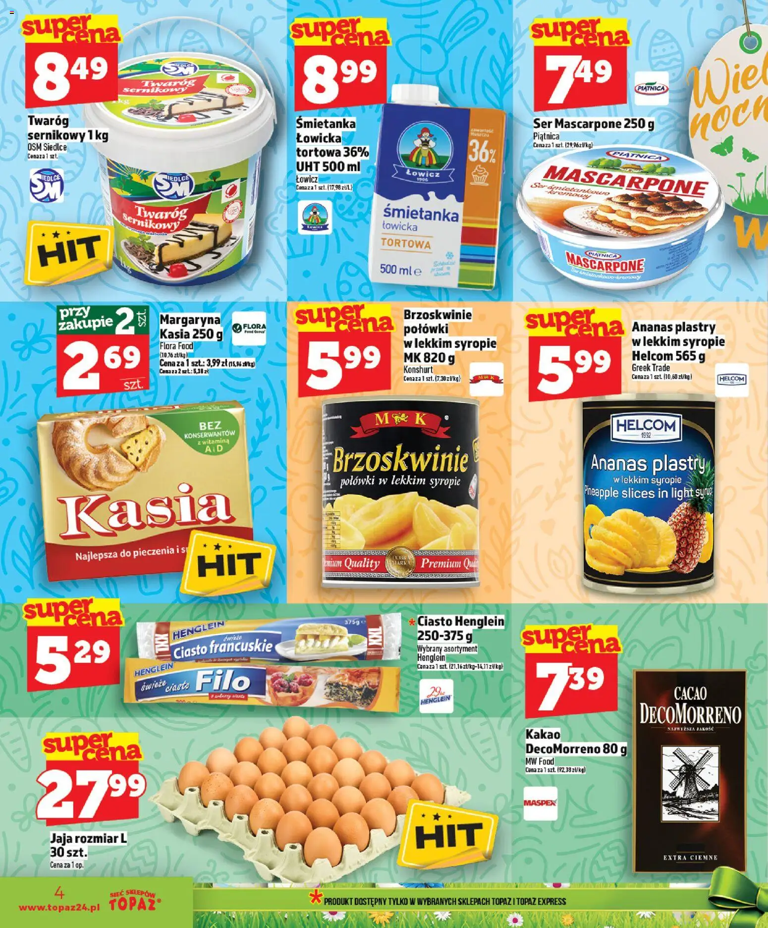 Topaz gazetka - MAZ od 26.03.2026 | Strona: 4 | Produkty: Ciasto, Mascarpone, Ser, Twaróg