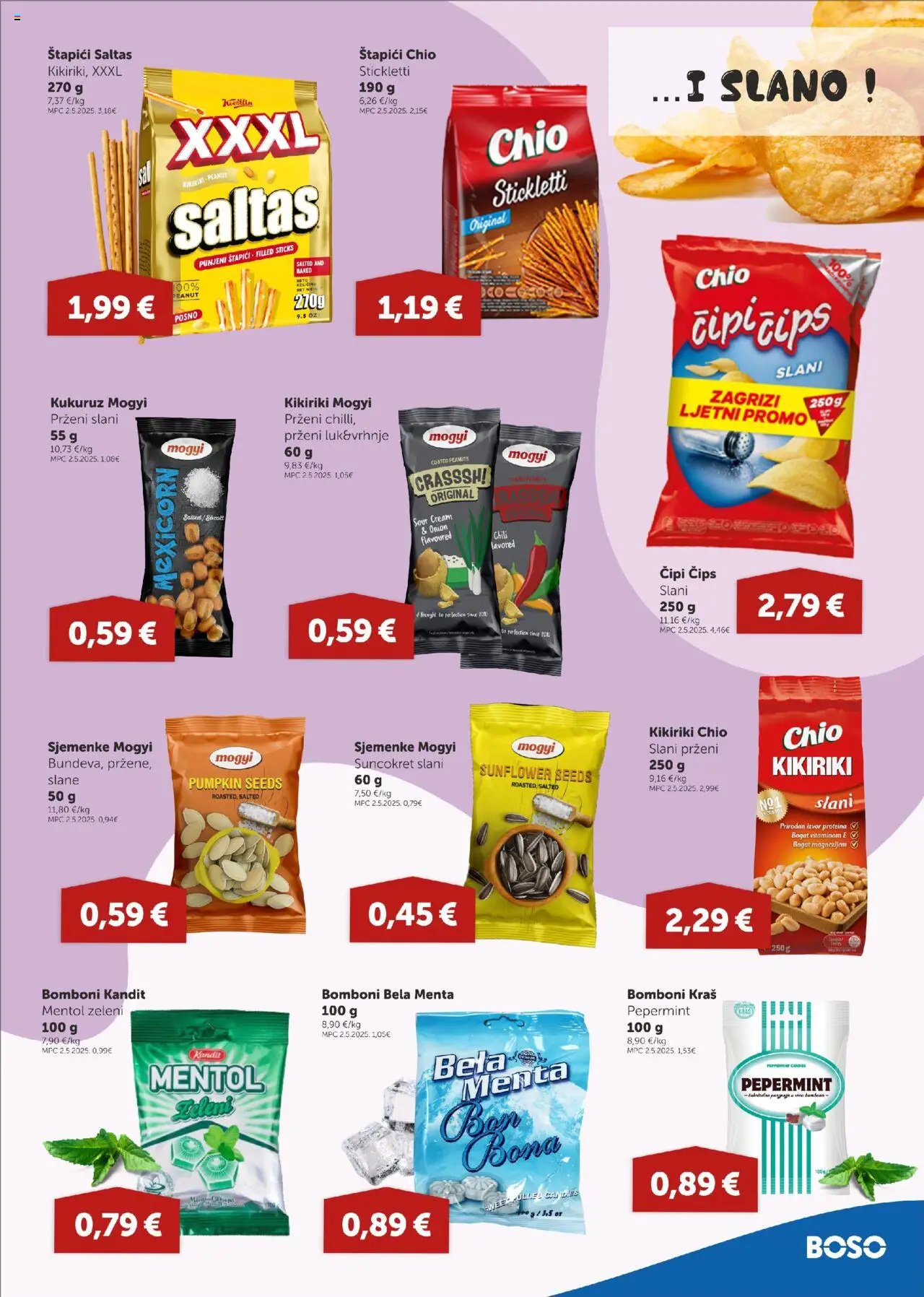Boso katalog | vrijedi od 14.08.2025 | Stranica: 9 | Proizvodi: Čips, Kikiriki, Sjemenke, Suncokret