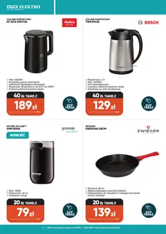 Pogląd oferty "Max elektro Gazetka" - ważna od 14.01.2026 | Strona: 8 | Produkty: Czajnik, Młynek, Młynek do kawy, Patelnia
