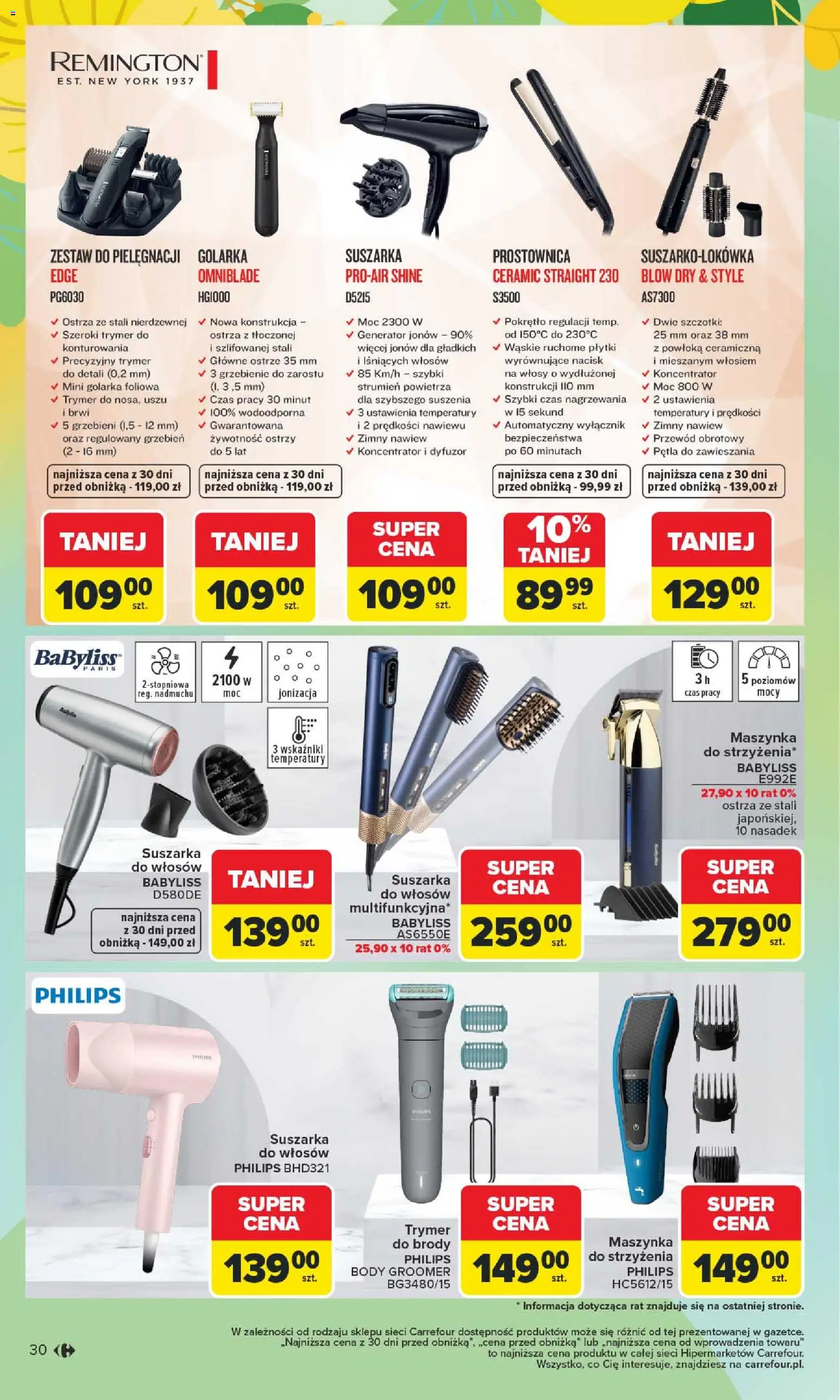 Carrefour gazetka - Wiosna Inspiruje od 02.03.2026 | Strona: 30 | Produkty: Suszarka, Suszarka do włosów, Prostownica, Body