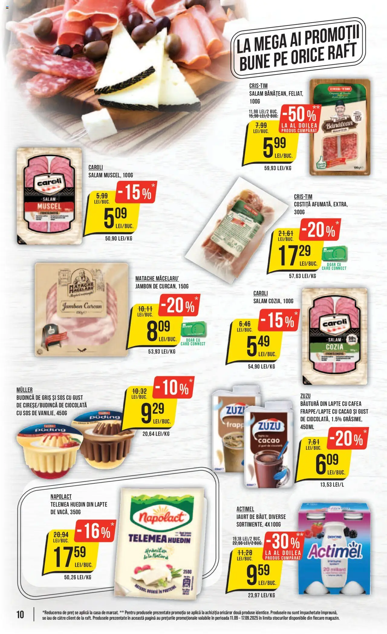 Noul catalog Mega Image – valabil de la 11.09.2025 | Pagină: 10 | Produse: Lapte, Iaurt, Ciocolată, Salam