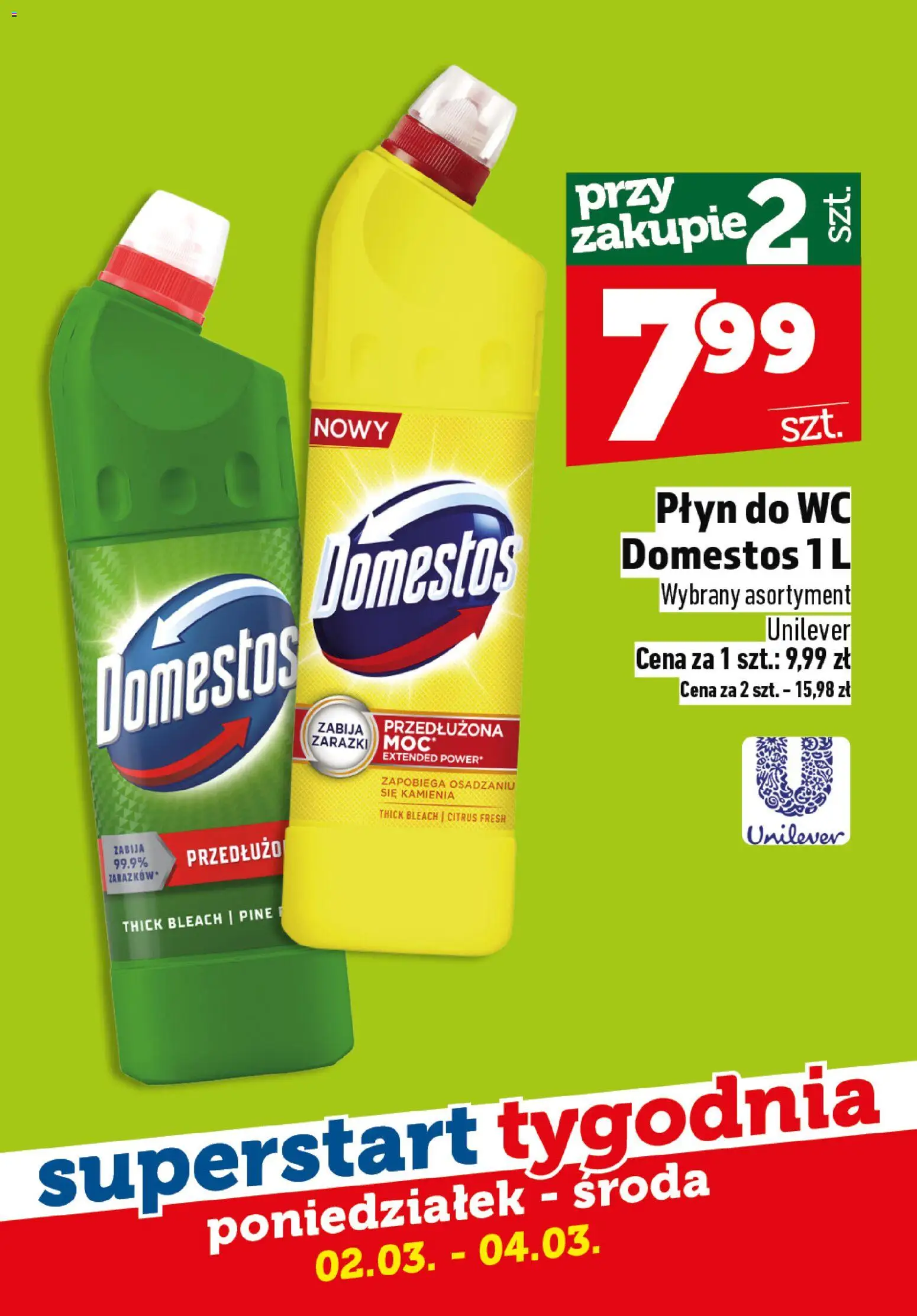 Topaz Gazetka Superstart tygodnia od 02.03.2026 | Strona: 7 | Produkty: Domestos, Płyn do WC Domestos
